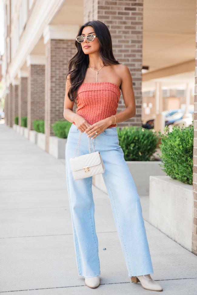 Sounds Of Joy Rust Strapless Sweater FINAL SALE Product Image