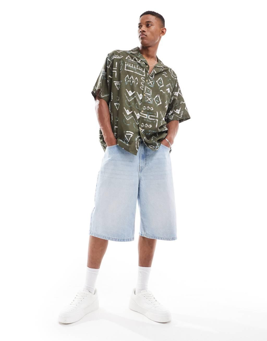 ASOS DESIGN oversized revere shirt in abstract pattern Product Image