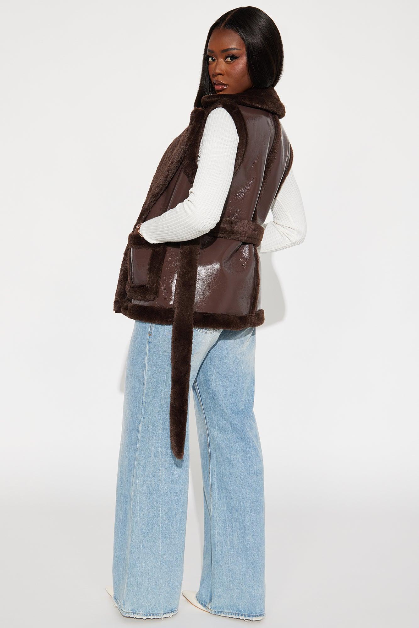 Rule Breaker Shearling Vest - Chocolate Product Image
