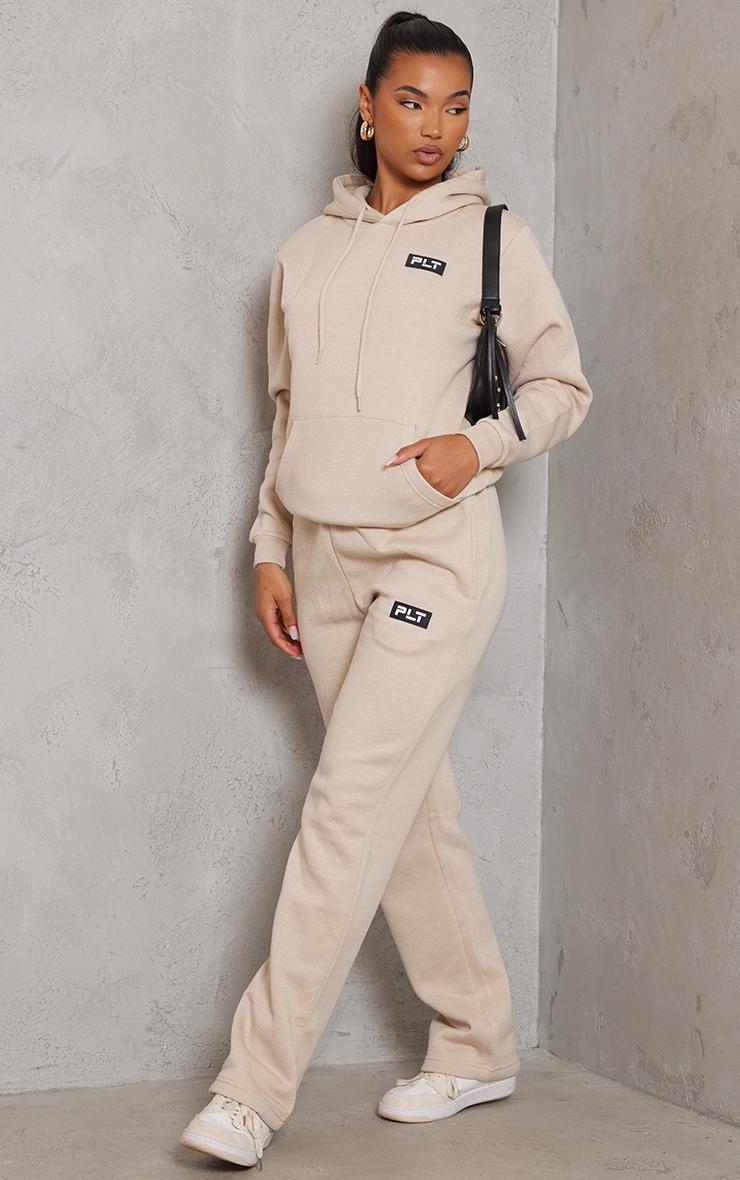 PRETTYLITTLETHING Sand Logo Badge Detail Oversized Hoodie Product Image