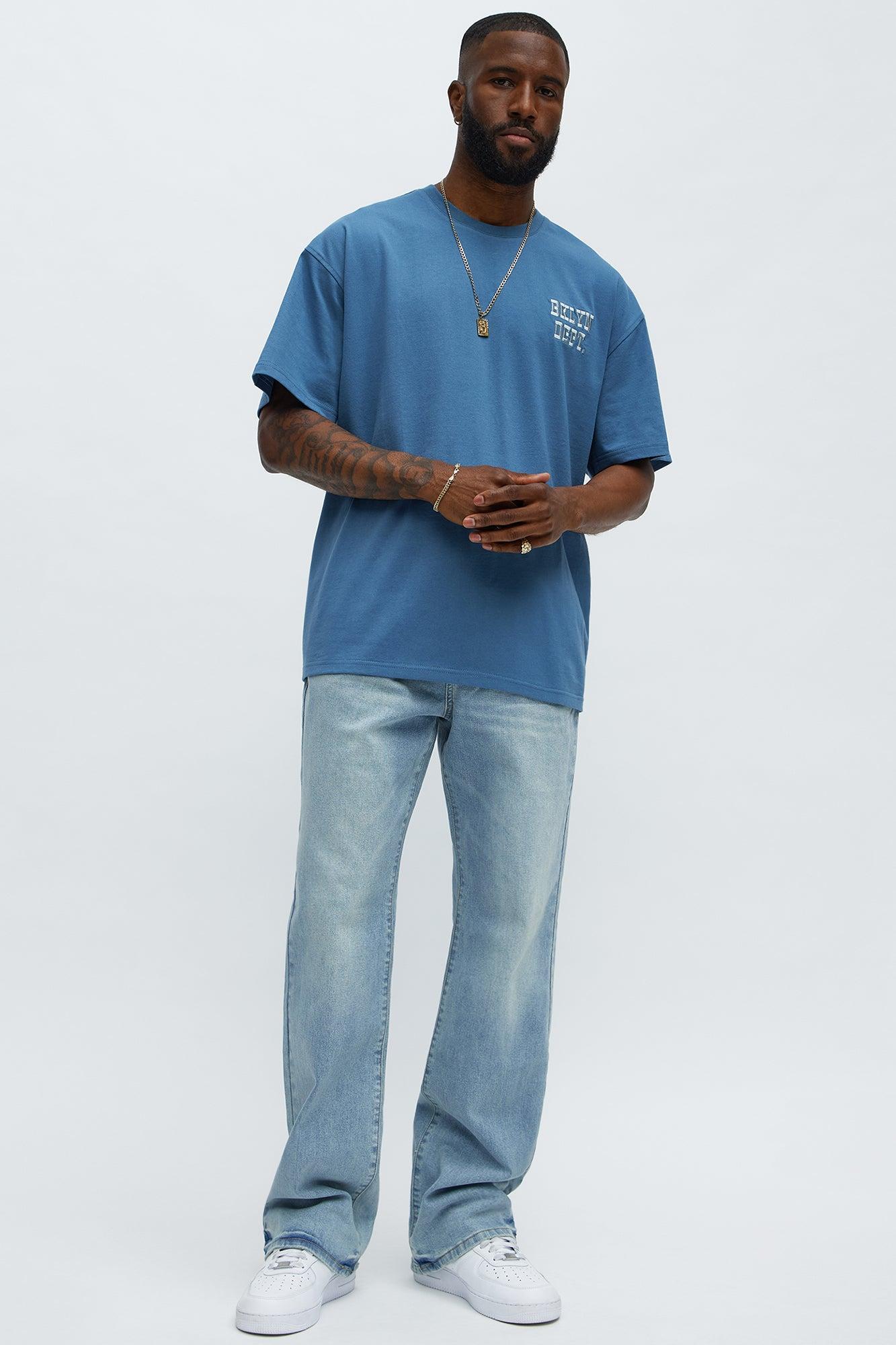 Short Sleeve Blessed Puff Print Tee - Blue Product Image
