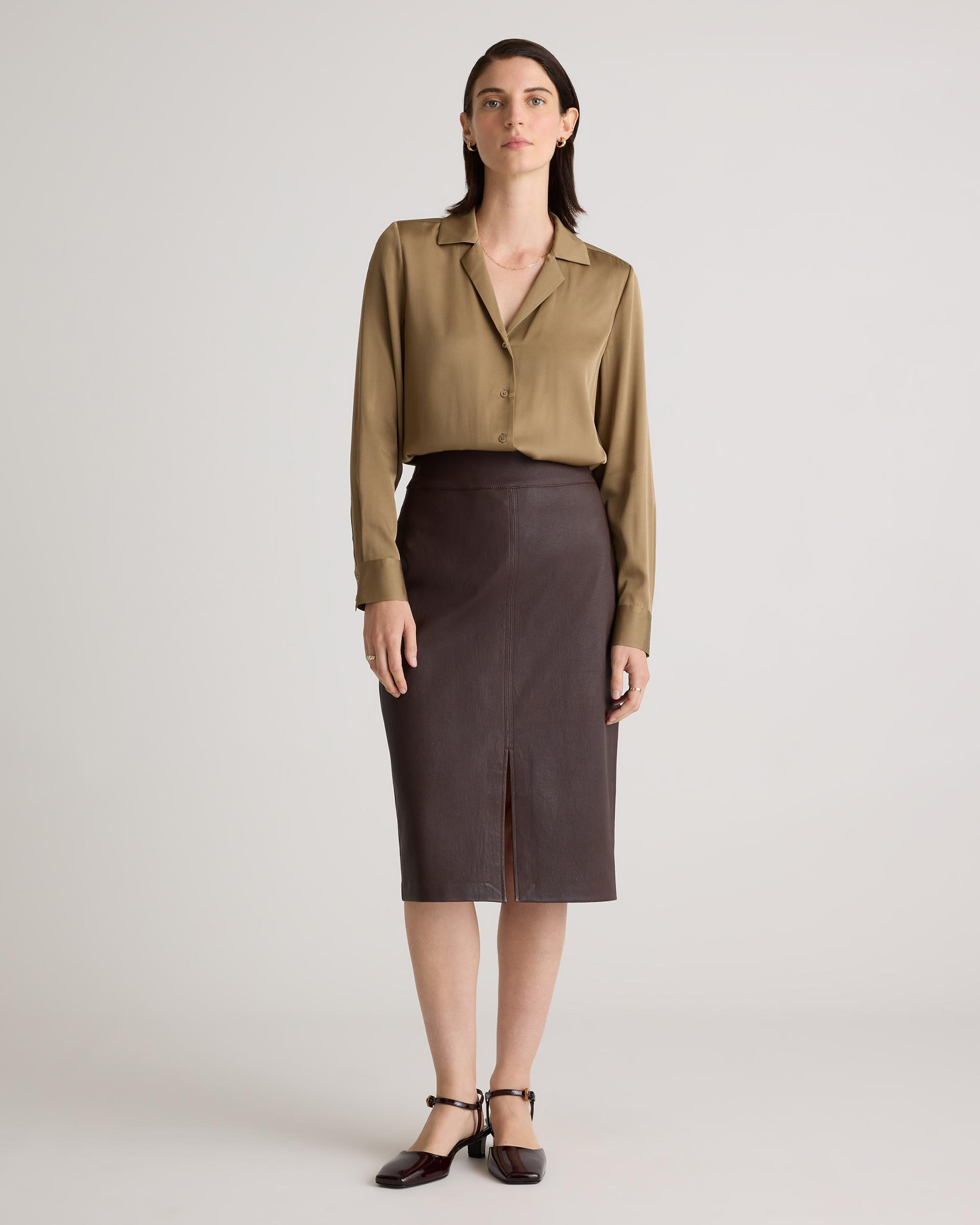 Quince | Women's Washable Stretch Silk Notch Collar Blouse Product Image