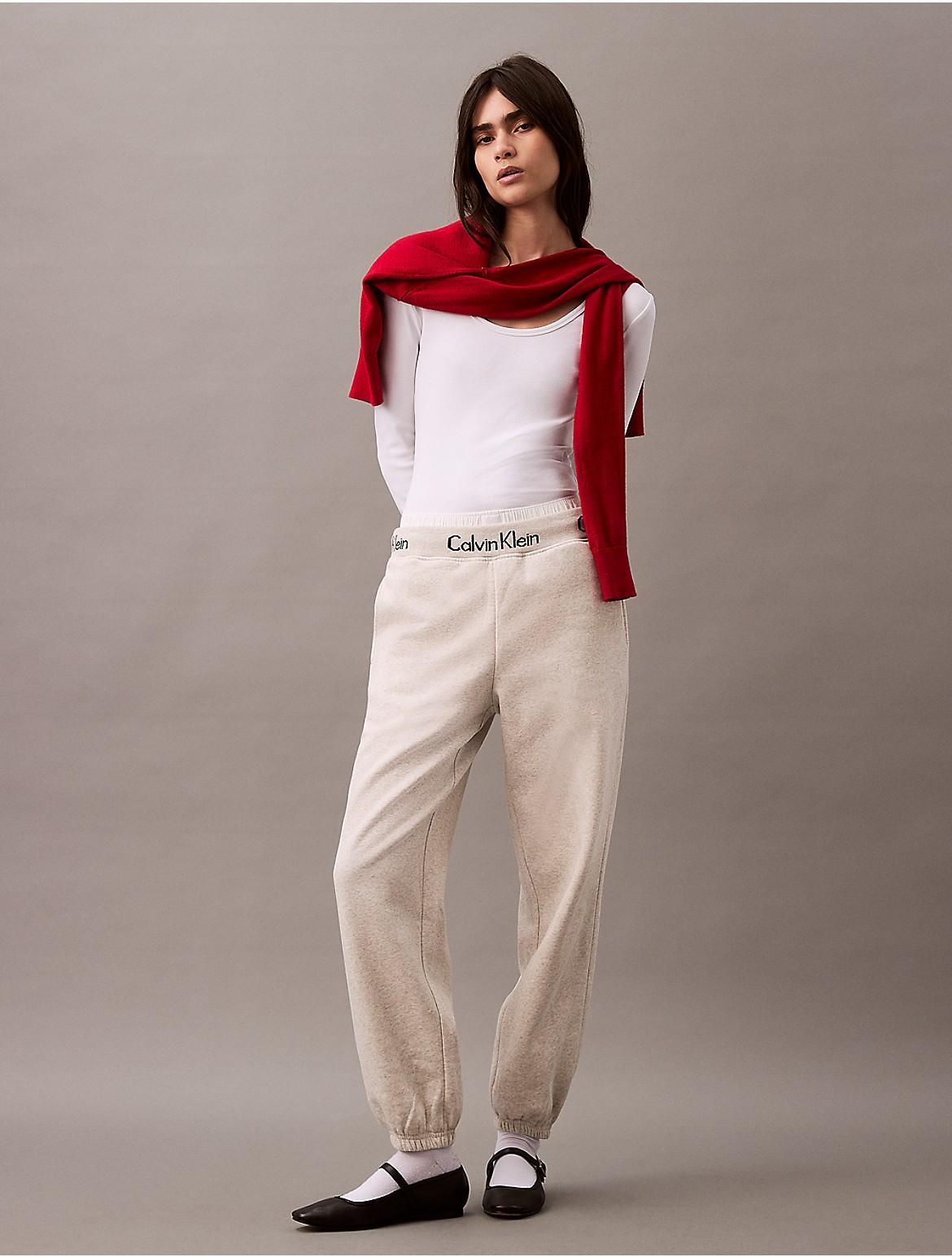 Calvin Klein Women's Logo Tape Fleece Joggers - Ivory - M Product Image