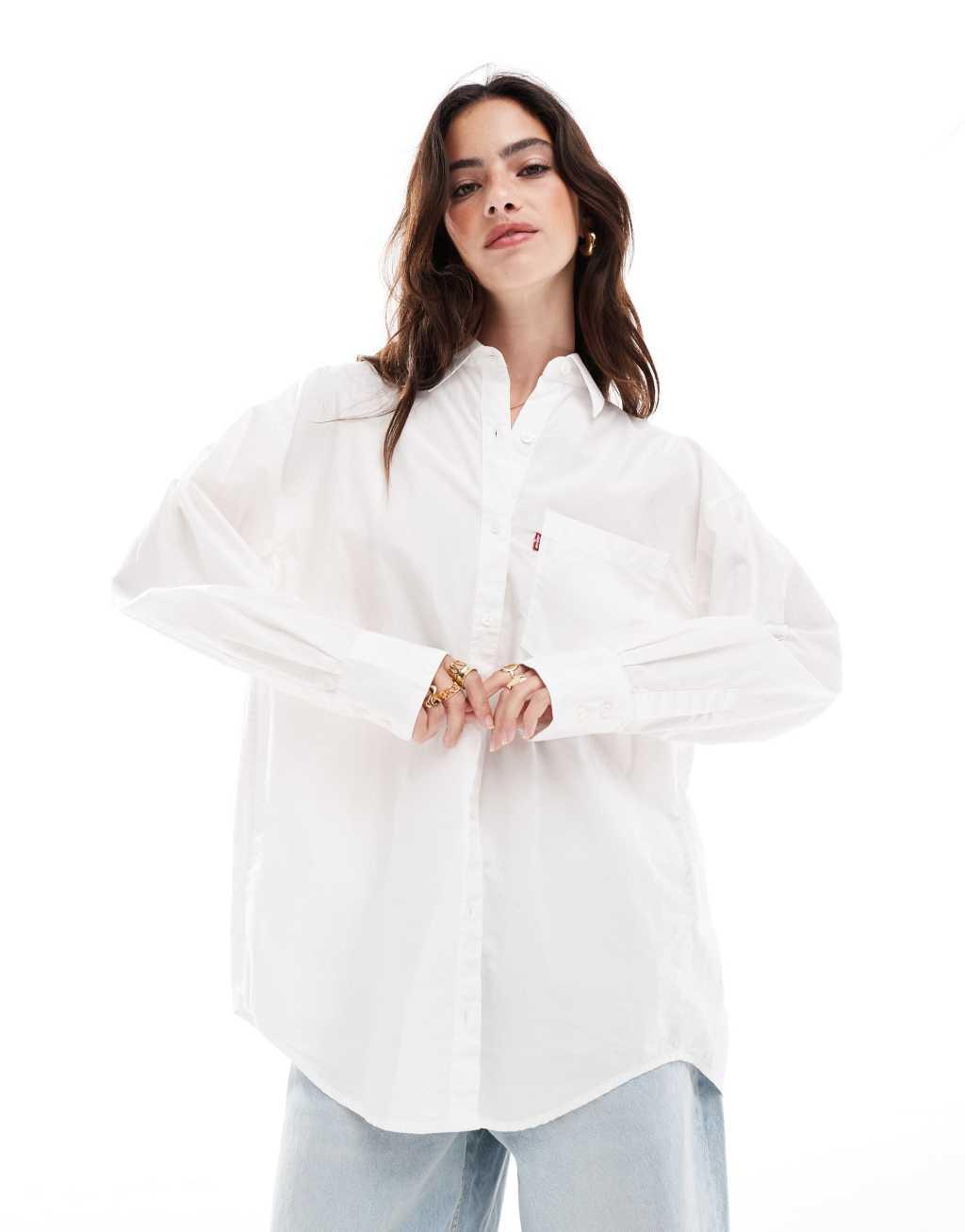Levi's Lola relaxed fit poplin shirt in white Product Image