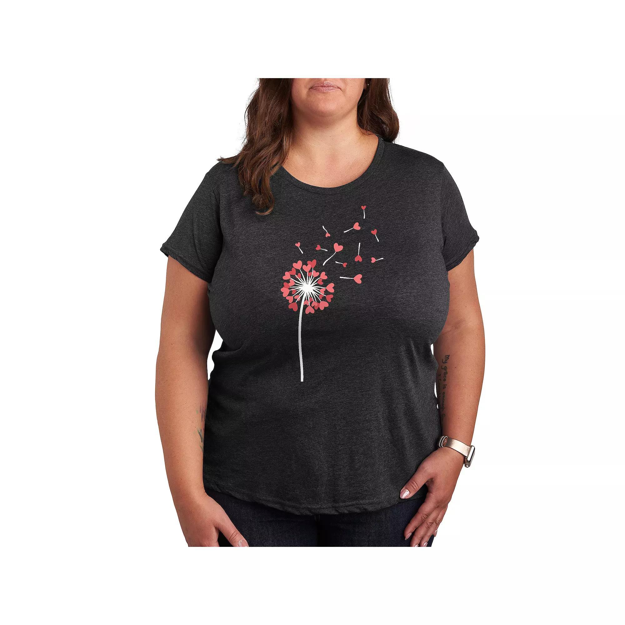 Plus Shamrock Hearts Line Art Graphic Tee, Womens Heather Grey Product Image