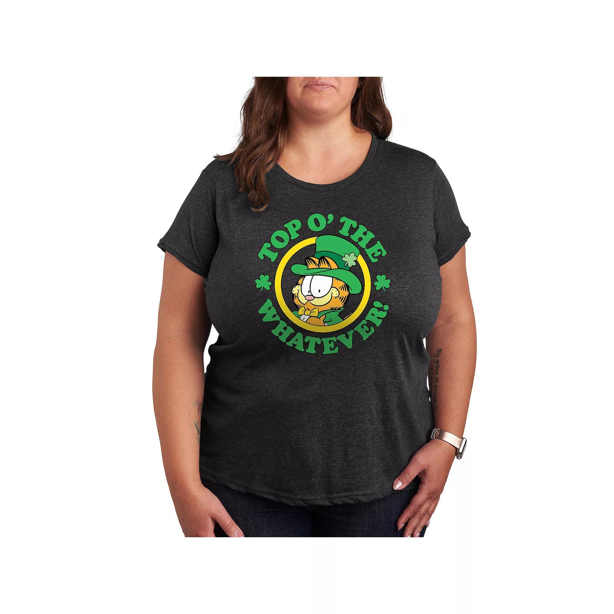 Plus Garfield Top O The Whatever Graphic Tee, Womens Heather Grey Product Image