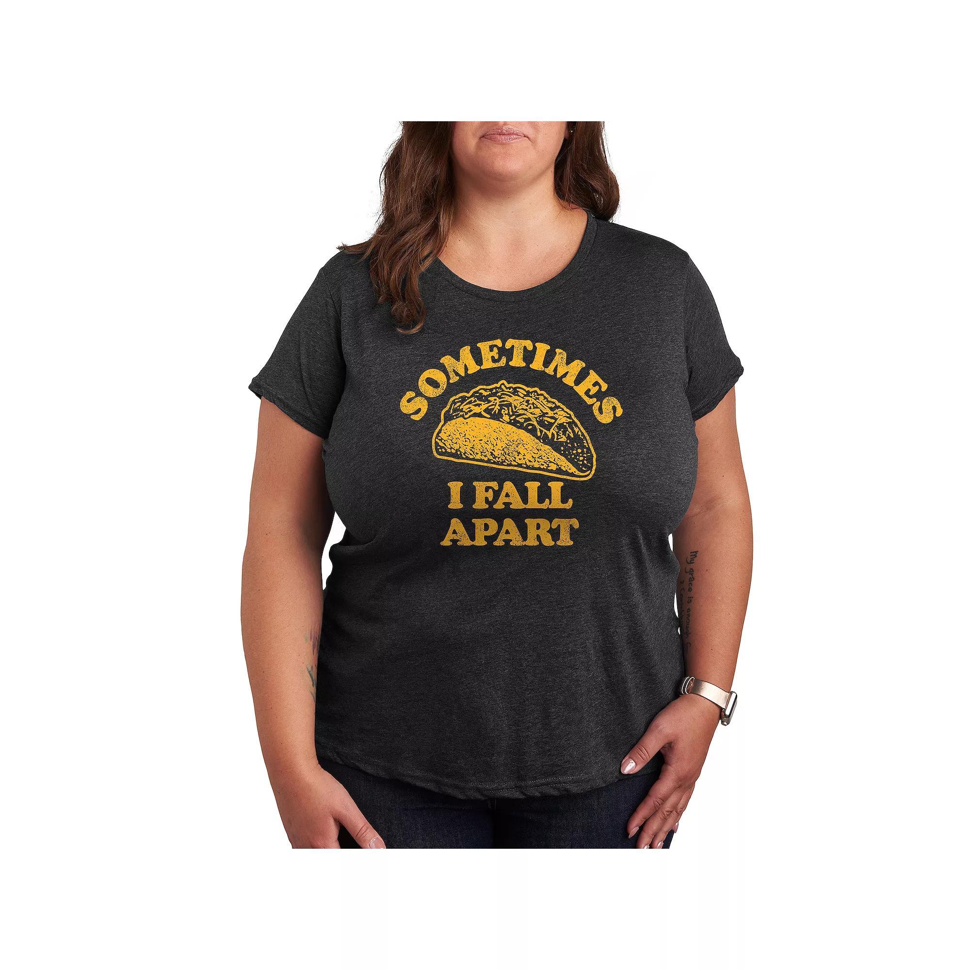 Plus Celestial Mushrooms Graphic Tee, Womens Heather Grey Product Image
