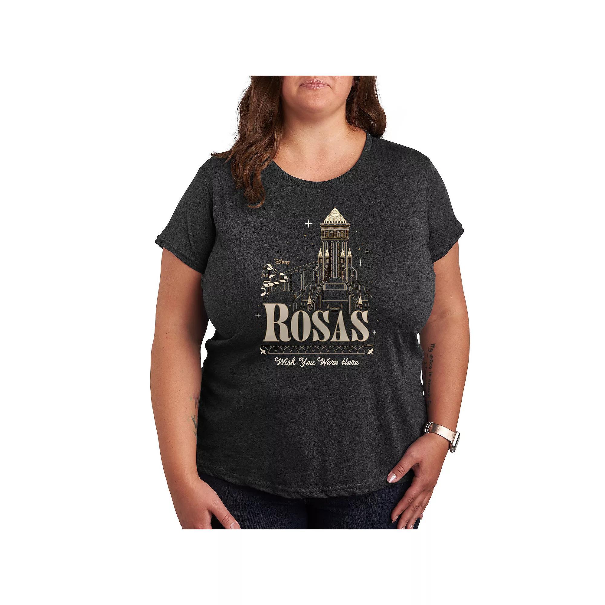 Disneys Wish Plus Rosas Graphic Tee, Womens Heather Grey Product Image