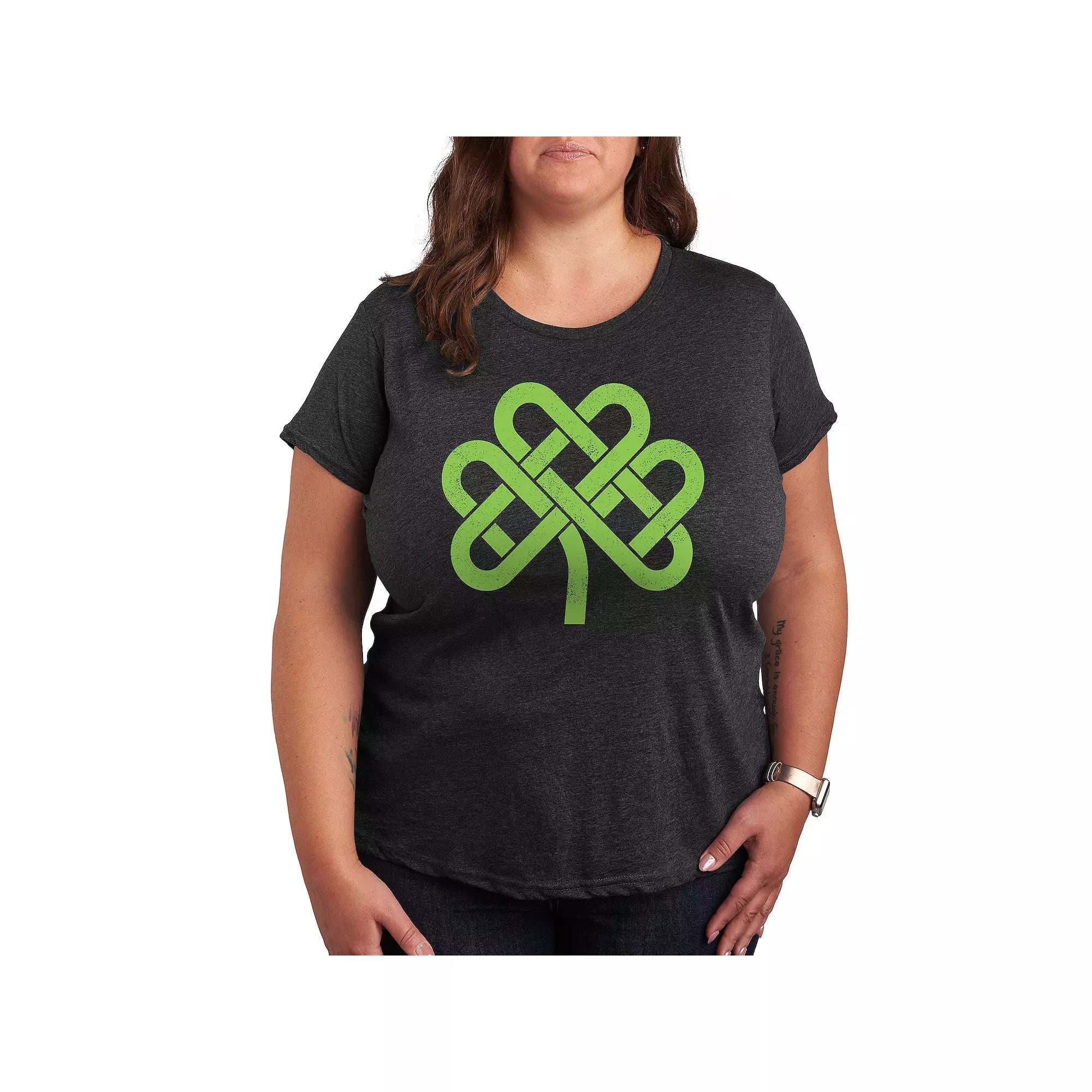 Plus Celtic Knot Shamrock Graphic Tee, Women's, Size: 2XL, Heather Grey Product Image
