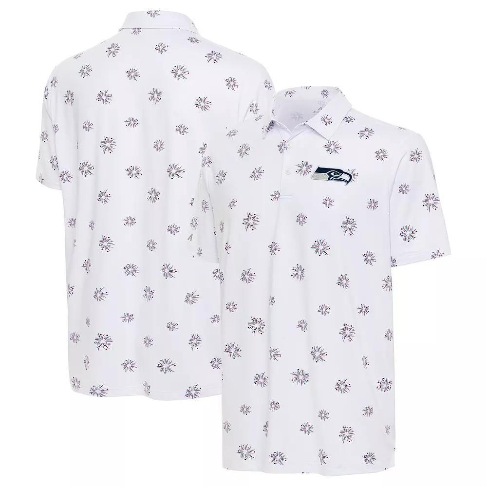 Men's Antigua White Seattle Seahawks Fireworks Polo, Size: 2XL Product Image