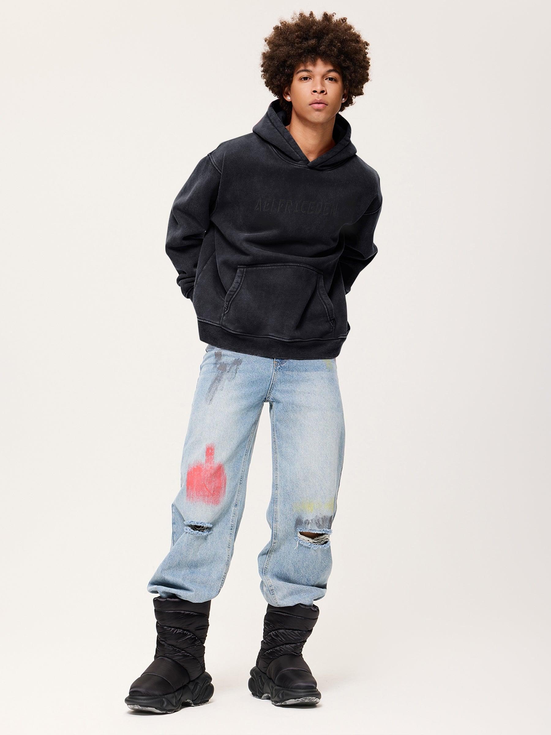 Aelfric Eden Essential Embroidery Washed Hoodie Product Image