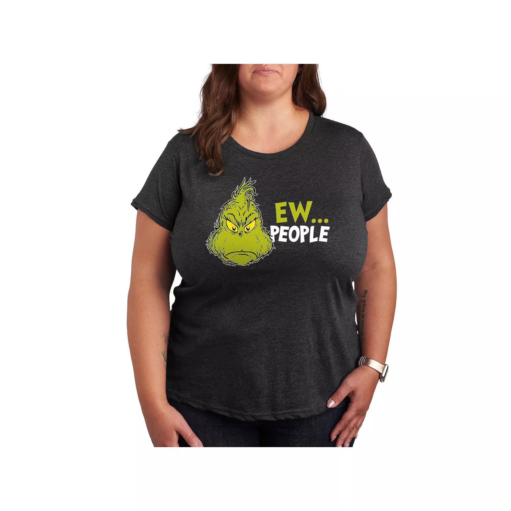 Plus Dr. Seuss The Grinch Ew People Graphic Tee, Women's, Size: 4XL, Black Product Image