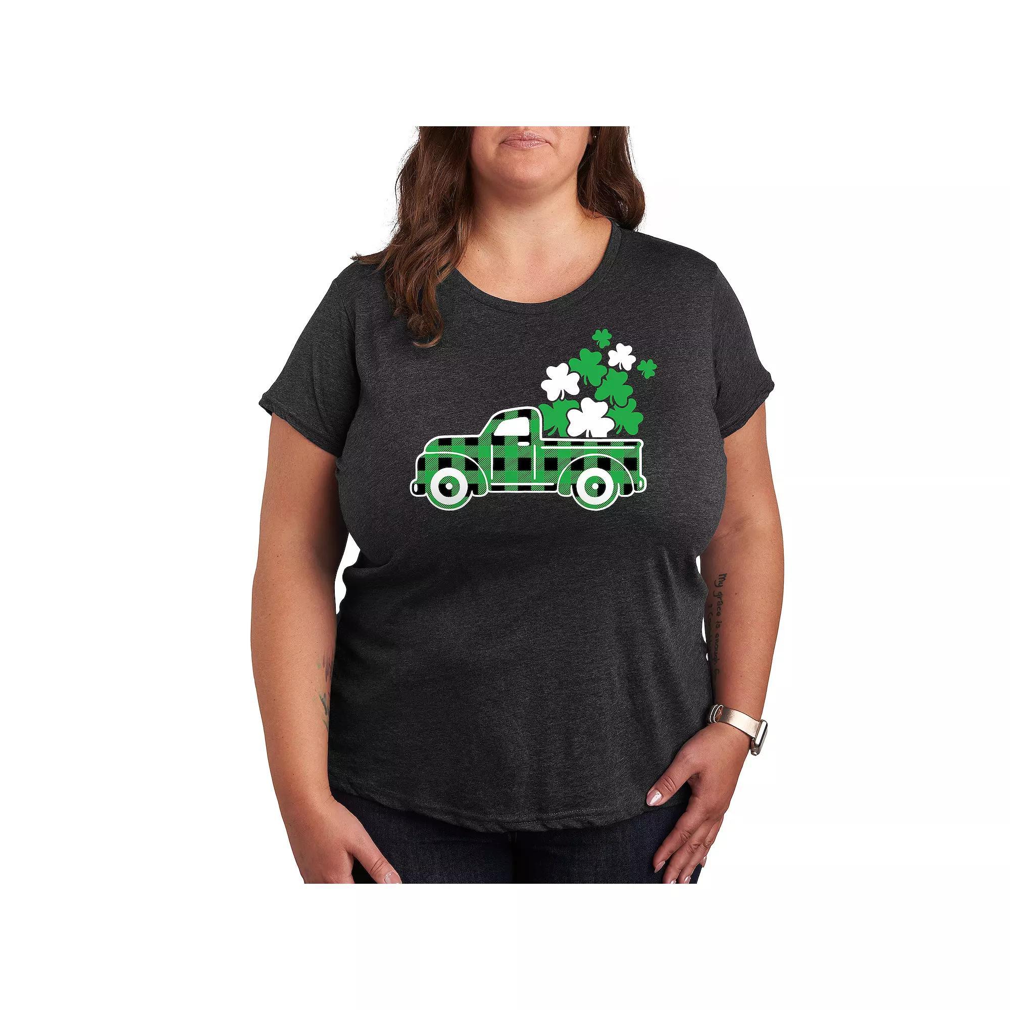 Plus Irish Plaid Truck Graphic Tee, Womens Product Image