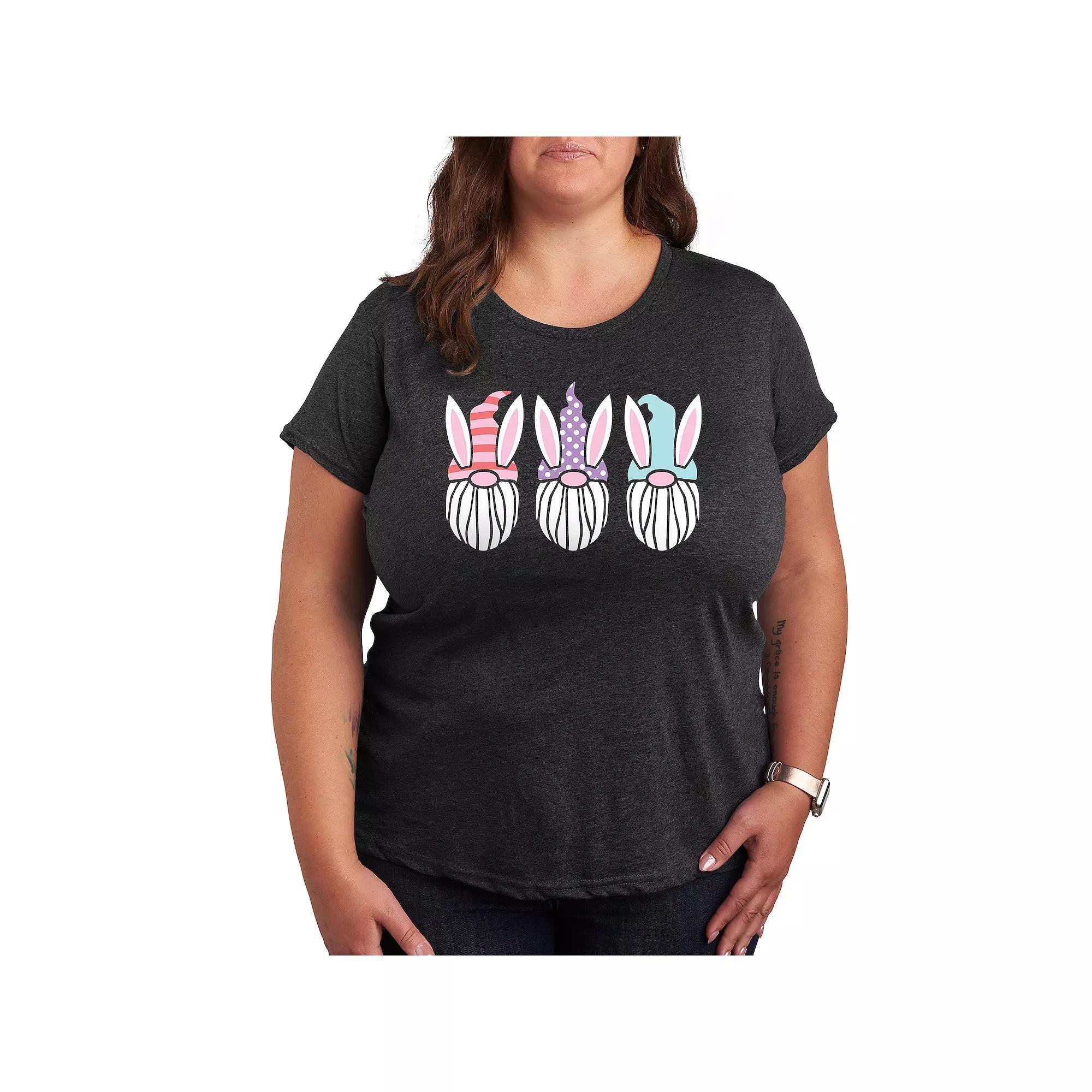 Plus Heart Hedgehog Graphic Tee, Womens Heather Grey Product Image