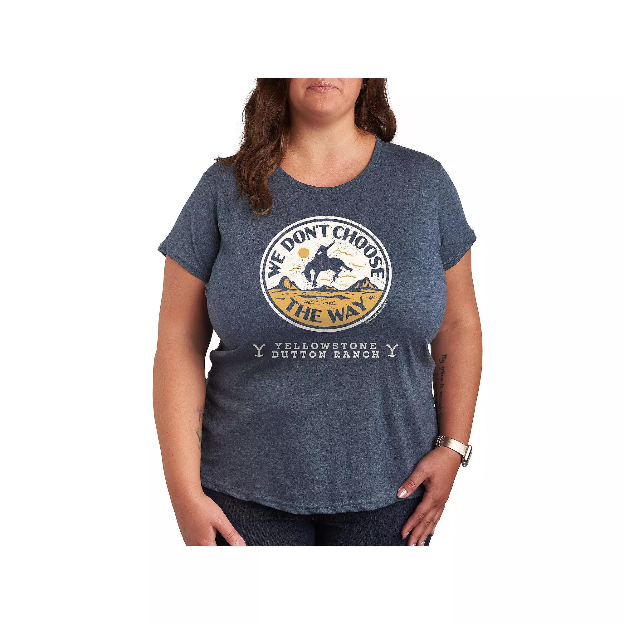 Plus Yellowstone Dont Choose The Way Graphic Tee, Womens Grey Blue Product Image