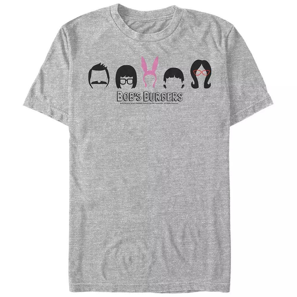 Men's Bob's Burgers Head Silhouettes Graphic Tee, Size: Small, Athletic Grey Product Image