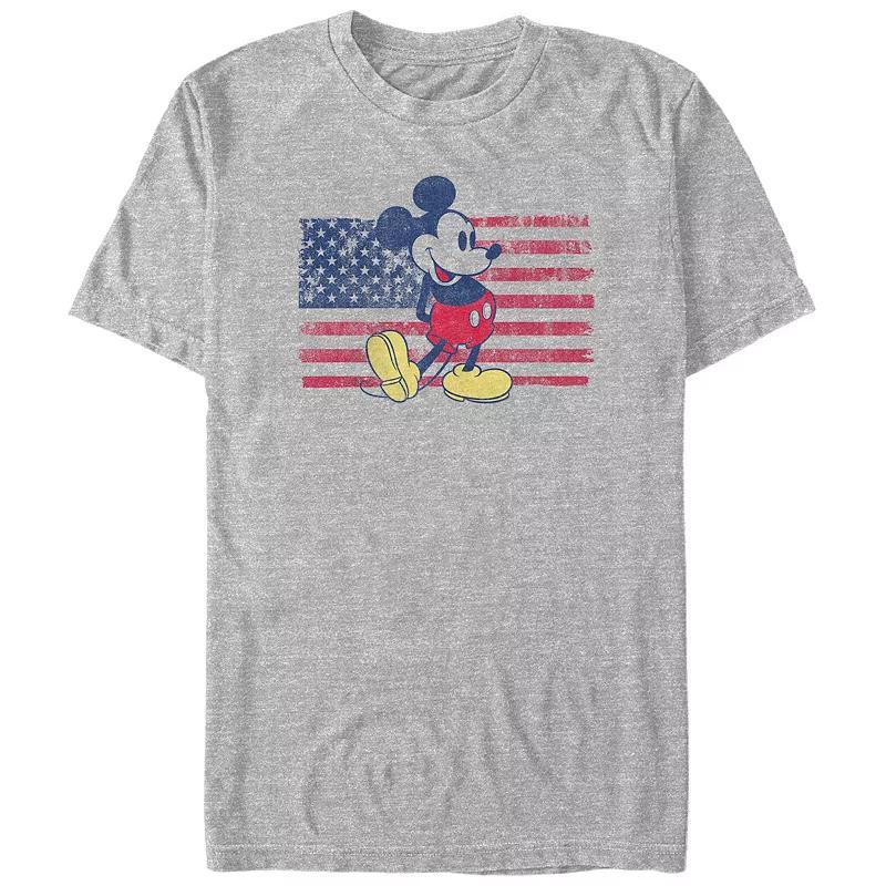 Disney's Mickey Mouse USA Flag Big & Tall Graphic Tee, Men's, Size: XXL Tall, Athletic Grey Product Image