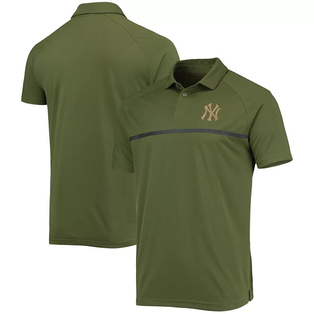 Men's Levelwear Olive New York Yankees Delta Sector Raglan Polo, Size: Small, Team Product Image