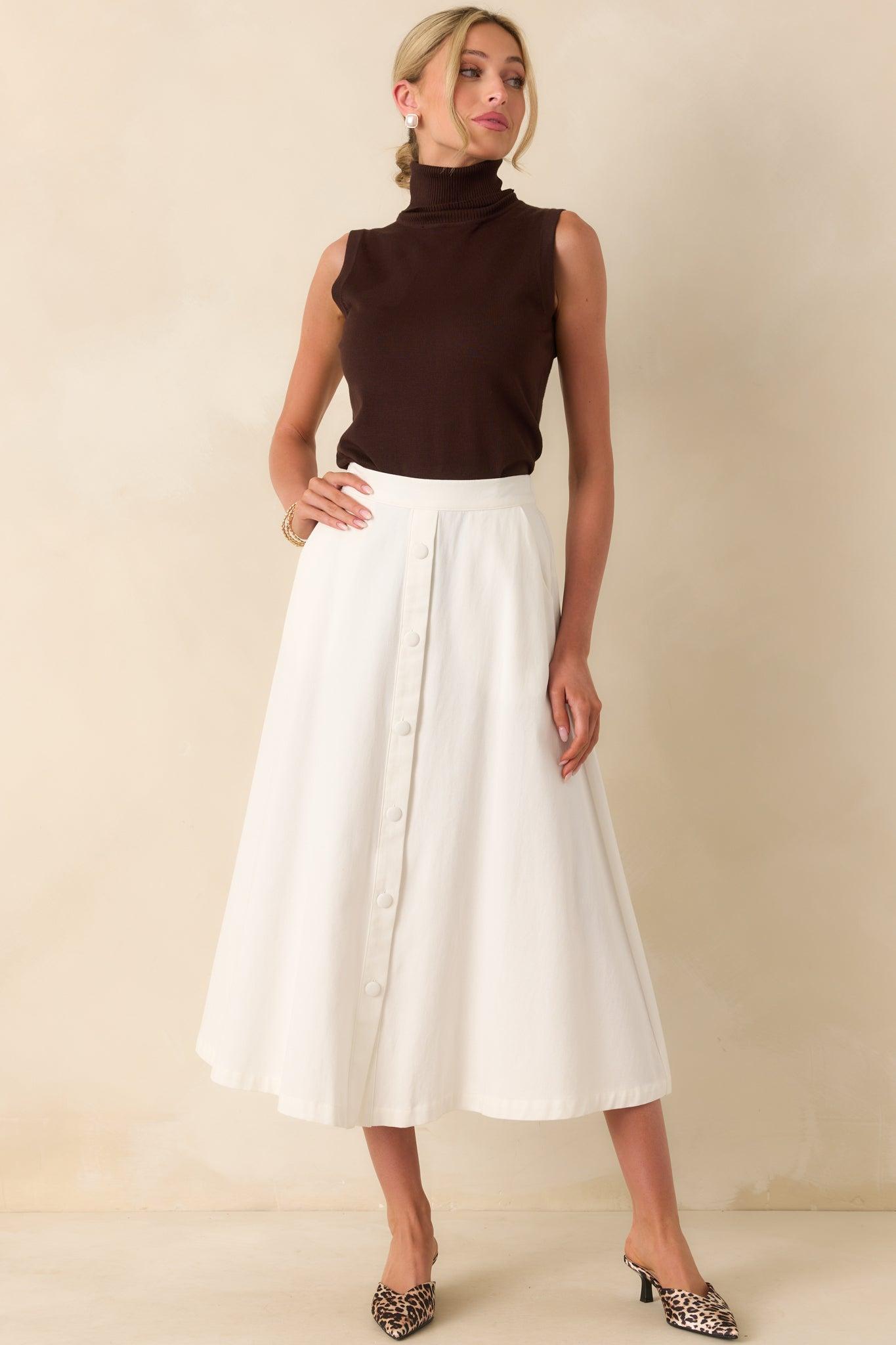Peaceful Feelings Chocolate Brown Sleeveless Turtleneck Sweater Product Image