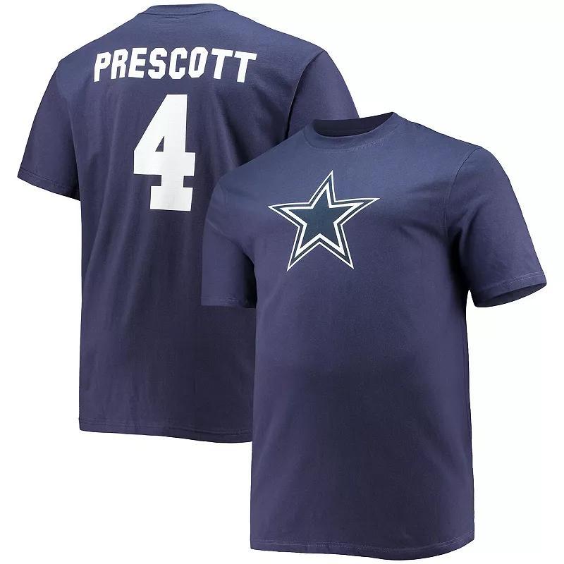 Men's Fanatics Branded Dak Prescott Navy Dallas Cowboys Big & Tall Player Name & Number T-Shirt, Size: 4XLT, Blue Product Image