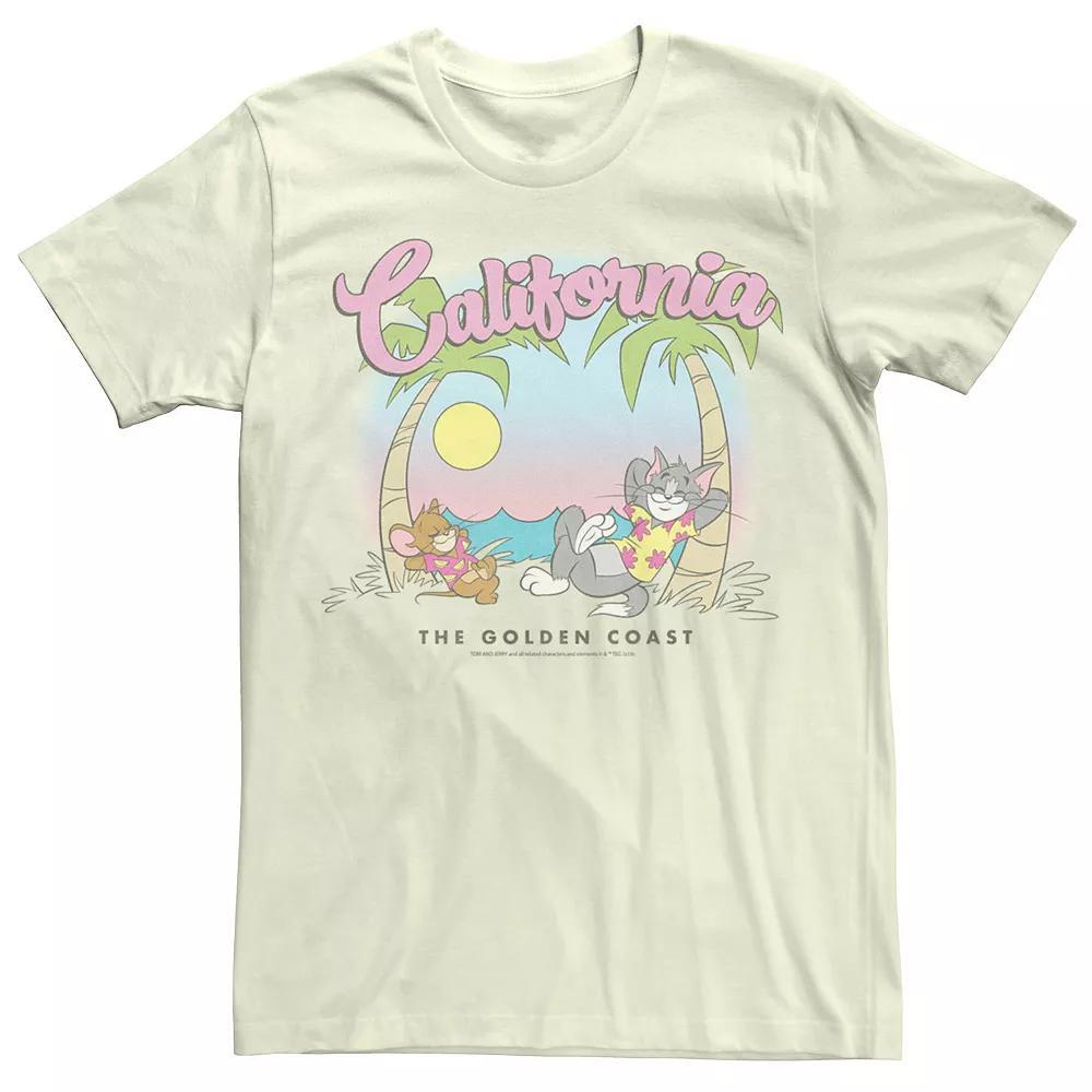 Men's Looney Tunes Tom & Jerry California Beach Portrait Tee, Size: Medium, Natural Product Image