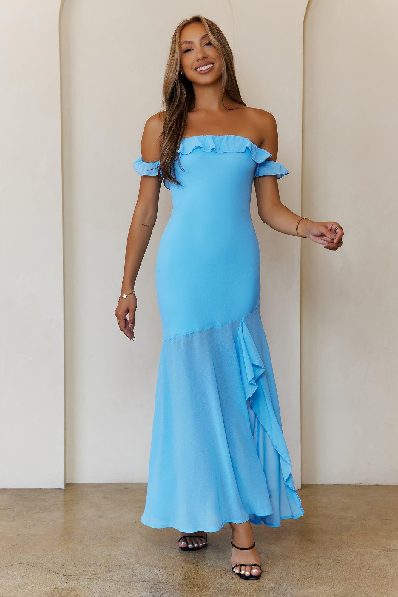 Flirt With Style Maxi Dress Blue Product Image