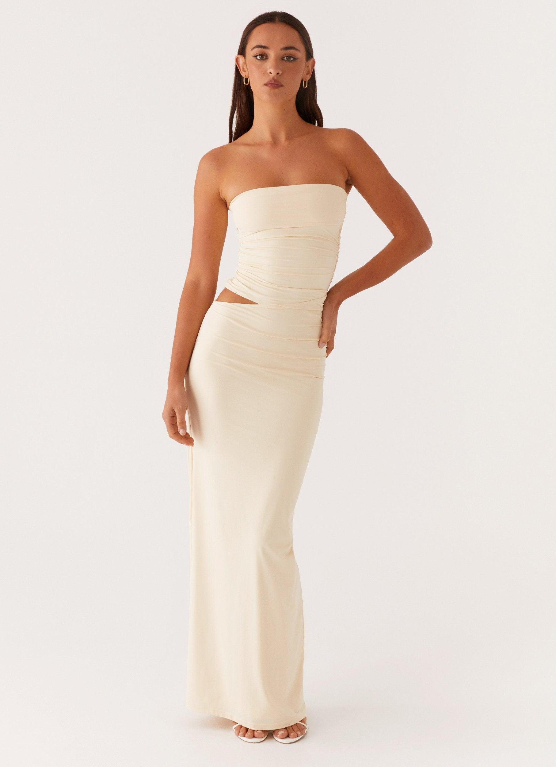 Romee Strapless Maxi Dress - Pastel Yellow Product Image