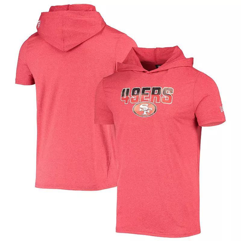 Mens New Era Heathered San Francisco 49ers Team Brushed Hoodie T-Shirt Product Image
