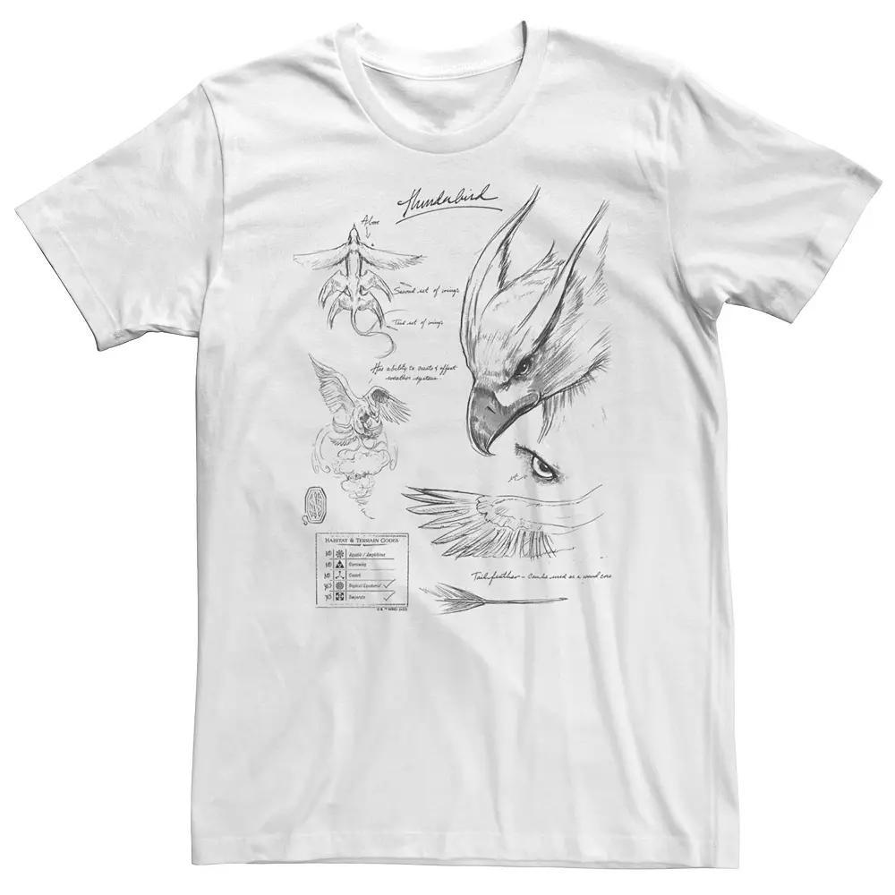 Big & Tall Fantastic Beasts - Grindelwald Thunderbird Study Notebook Sketch Tee, Men's, Size: 3XL, White Product Image