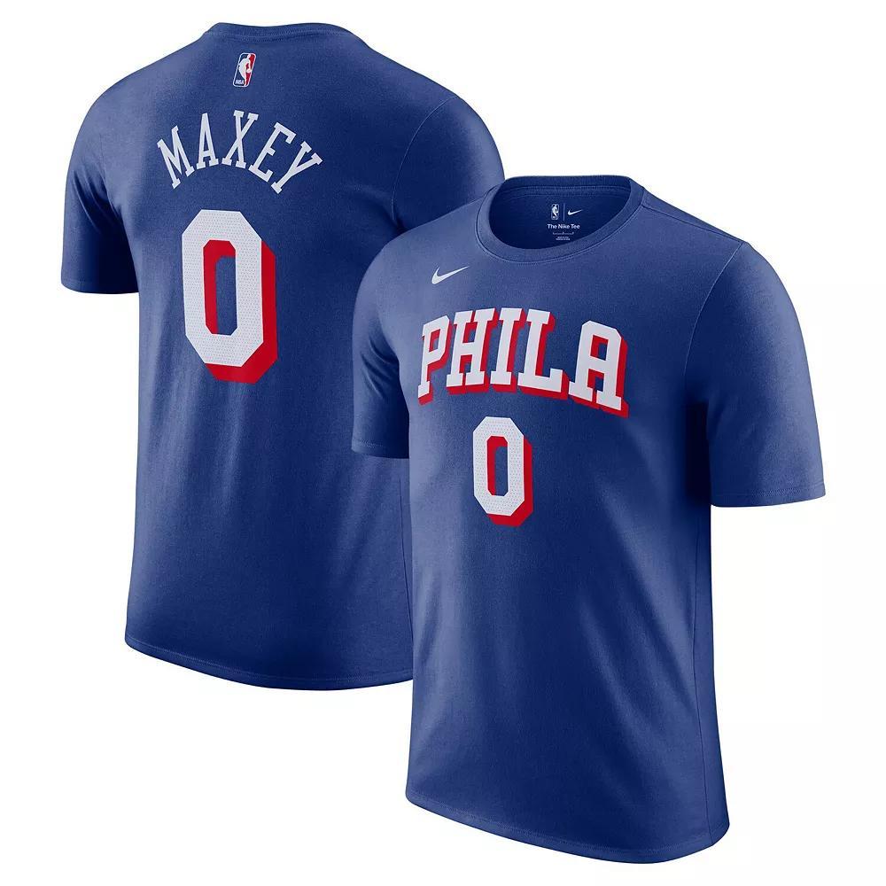 Men's Nike Tyrese Maxey Royal Philadelphia 76ers Icon Edition Name & Number T-Shirt, Size: 2XL, 76r Blue Product Image