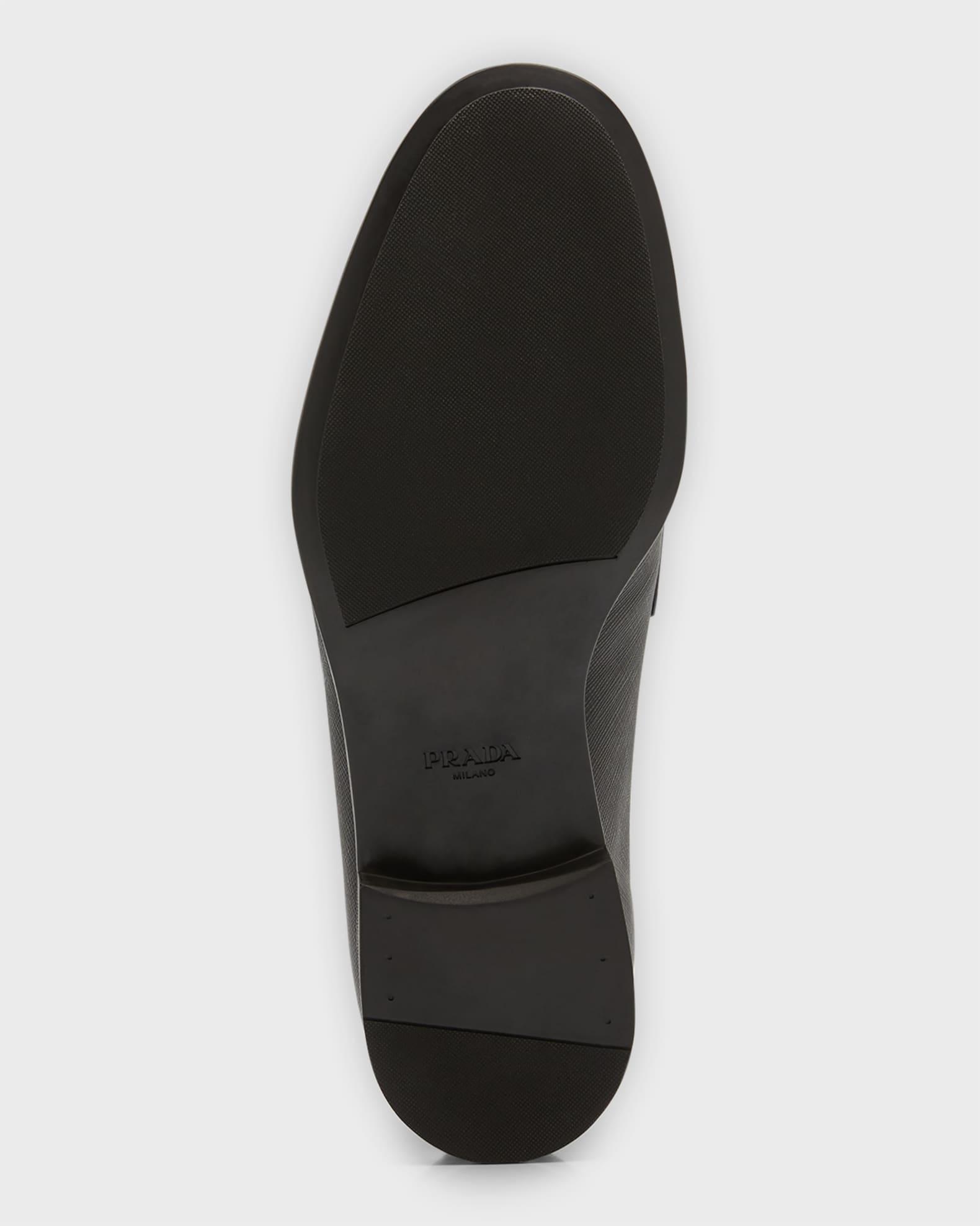 Men's Triangle Logo Saffiano Leather Loafers Product Image