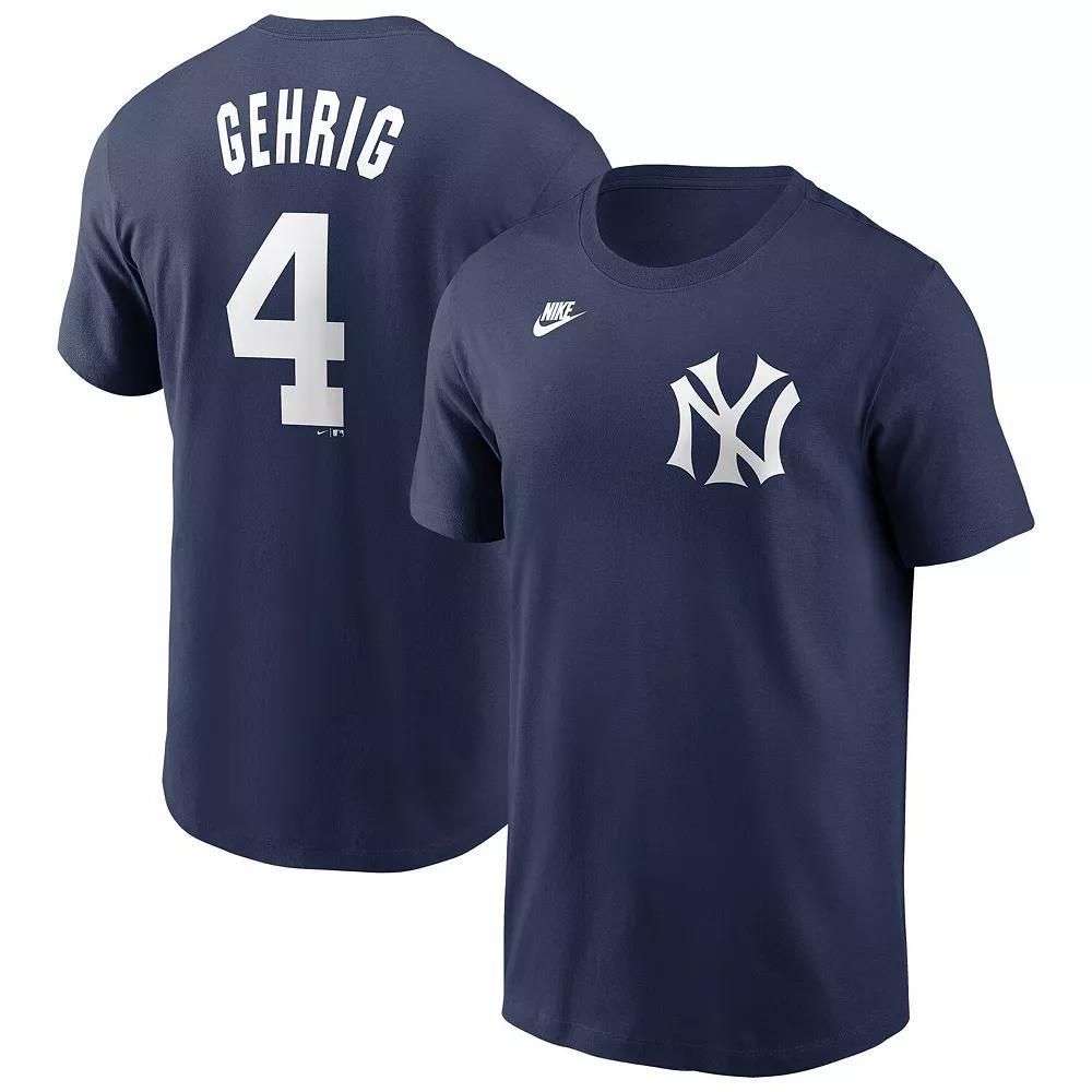 Men's Nike Lou Gehrig Navy New York Yankees Cooperstown Collection Fuse Name & Number T-Shirt, Size: XL, Blue Product Image