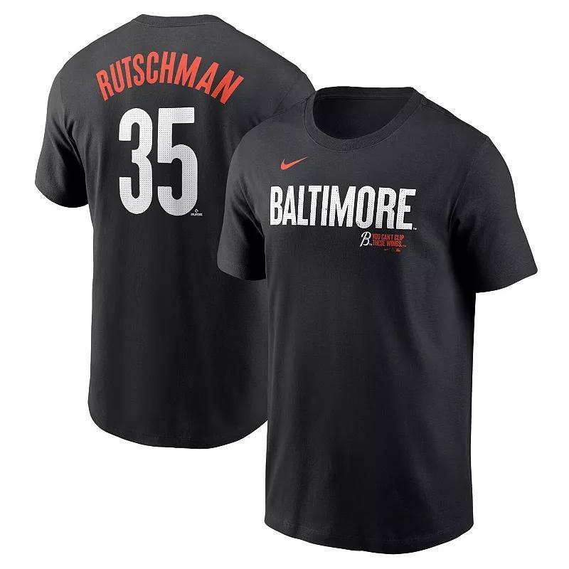 Mens Nike Adley RutschmanBlack Baltimore Orioles City Connect Fuse Name & Number T-Shirt Product Image