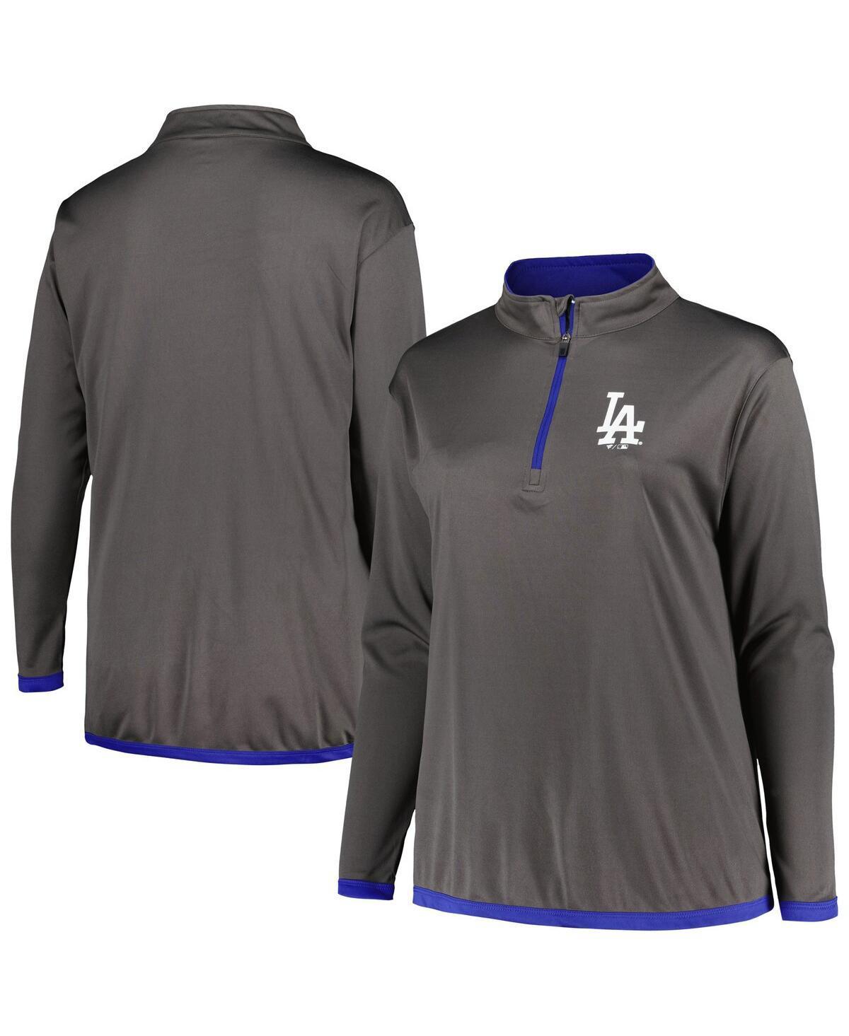 Women's Profile Charcoal Los Angeles Dodgers Plus Size Quarter-Zip Jacket, Size: 4XL Product Image