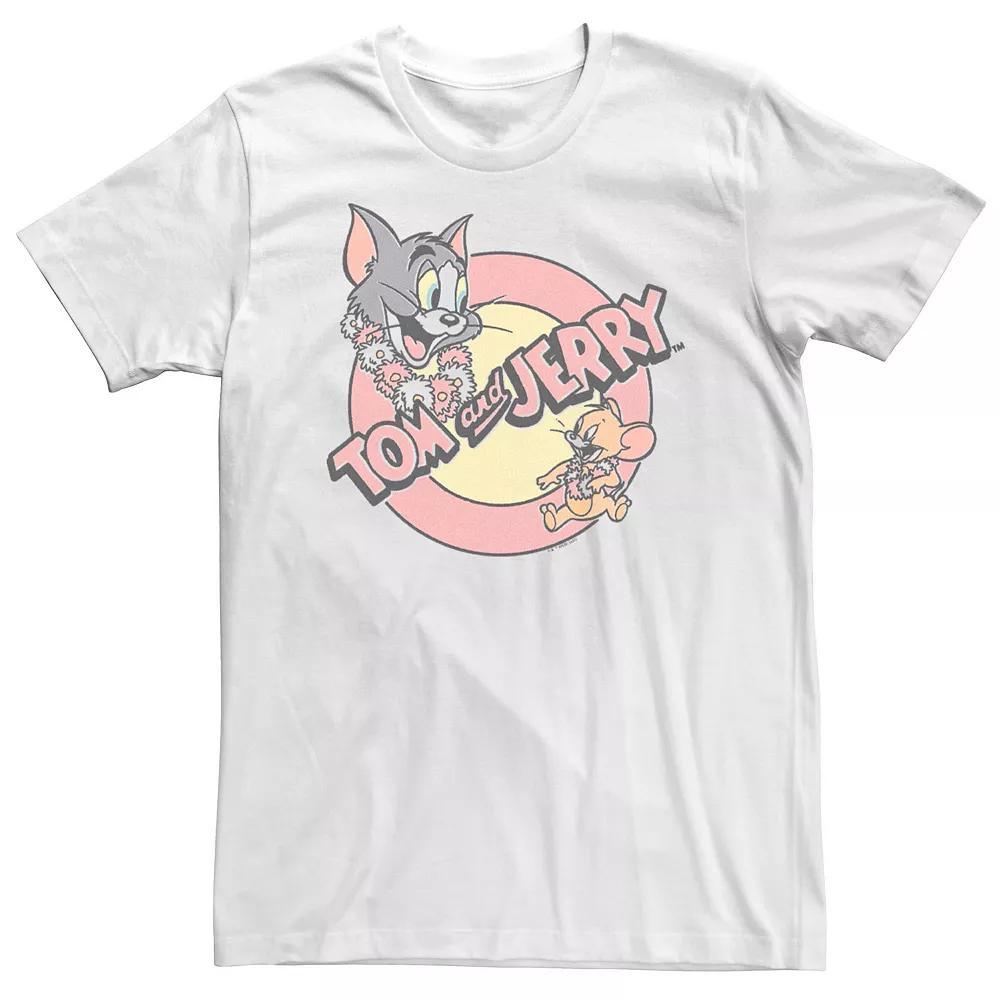Big & Tall Tom And Jerry Retro Cartoon Luau Tee, Men's, Size: 4XL, White Product Image