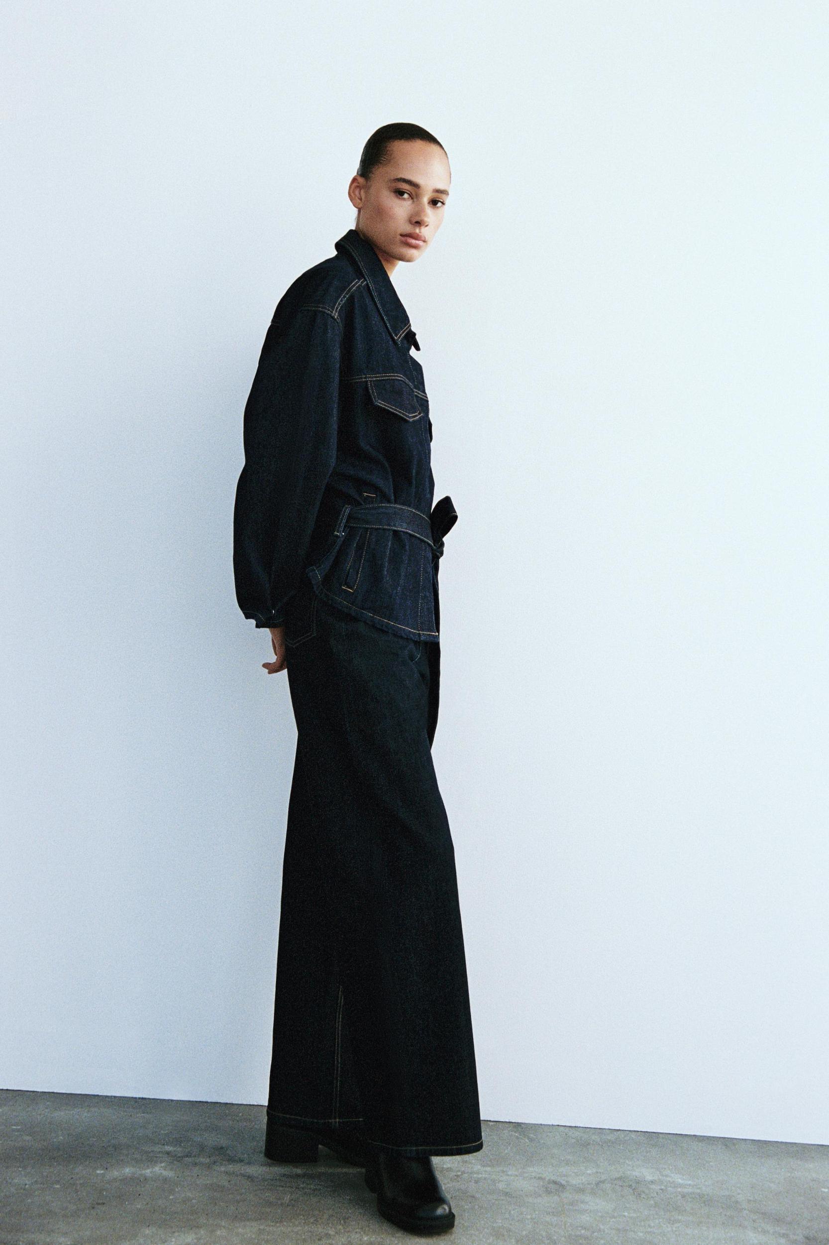 BELTED TRF DENIM JACKET Product Image