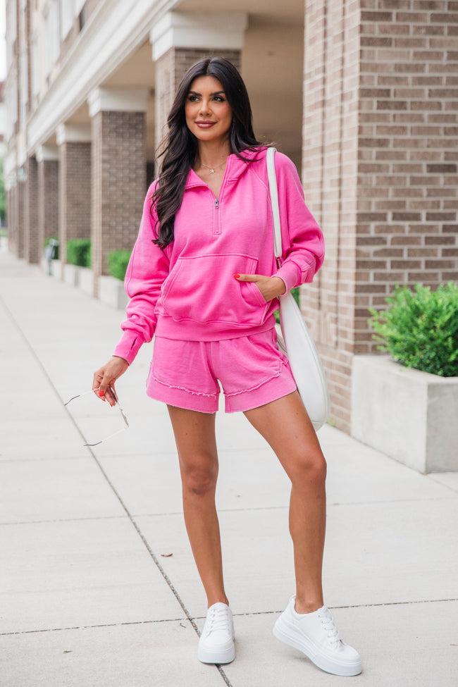 Learn As You Go Pink Acid Wash Knit Shorts SALE Product Image