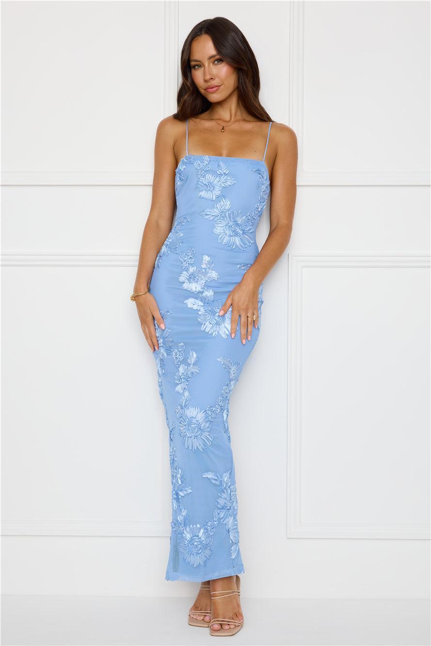 Amber Zest Mesh Maxi Dress Blue Product Image