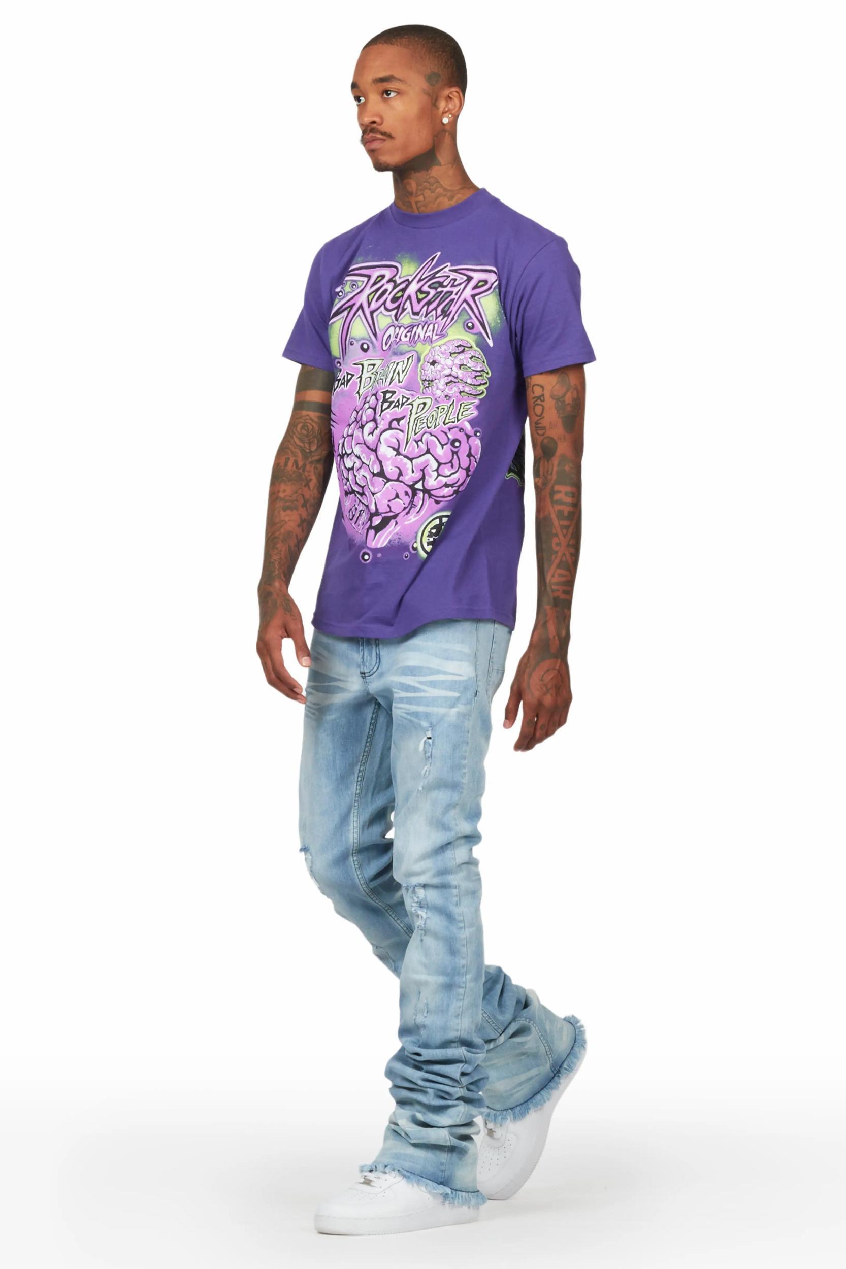 Faby Light Blue Super Stacked Flare Jean Male Product Image