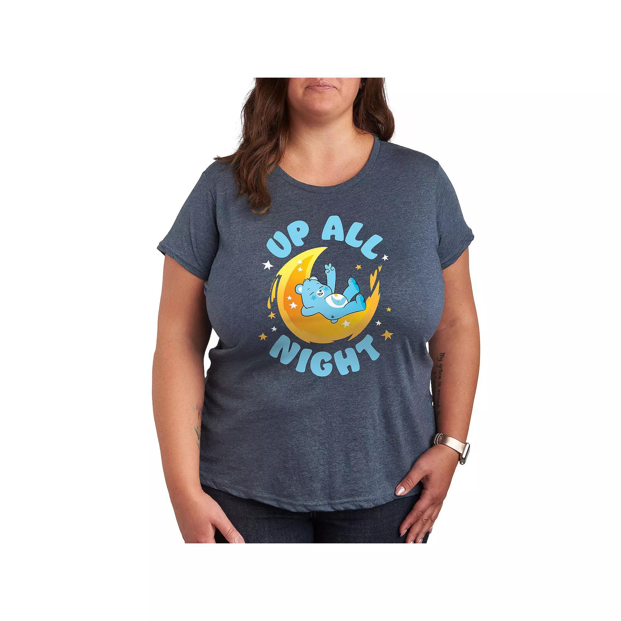 Plus Care Bears Up All Night Graphic Tee, Womens Grey Blue Product Image