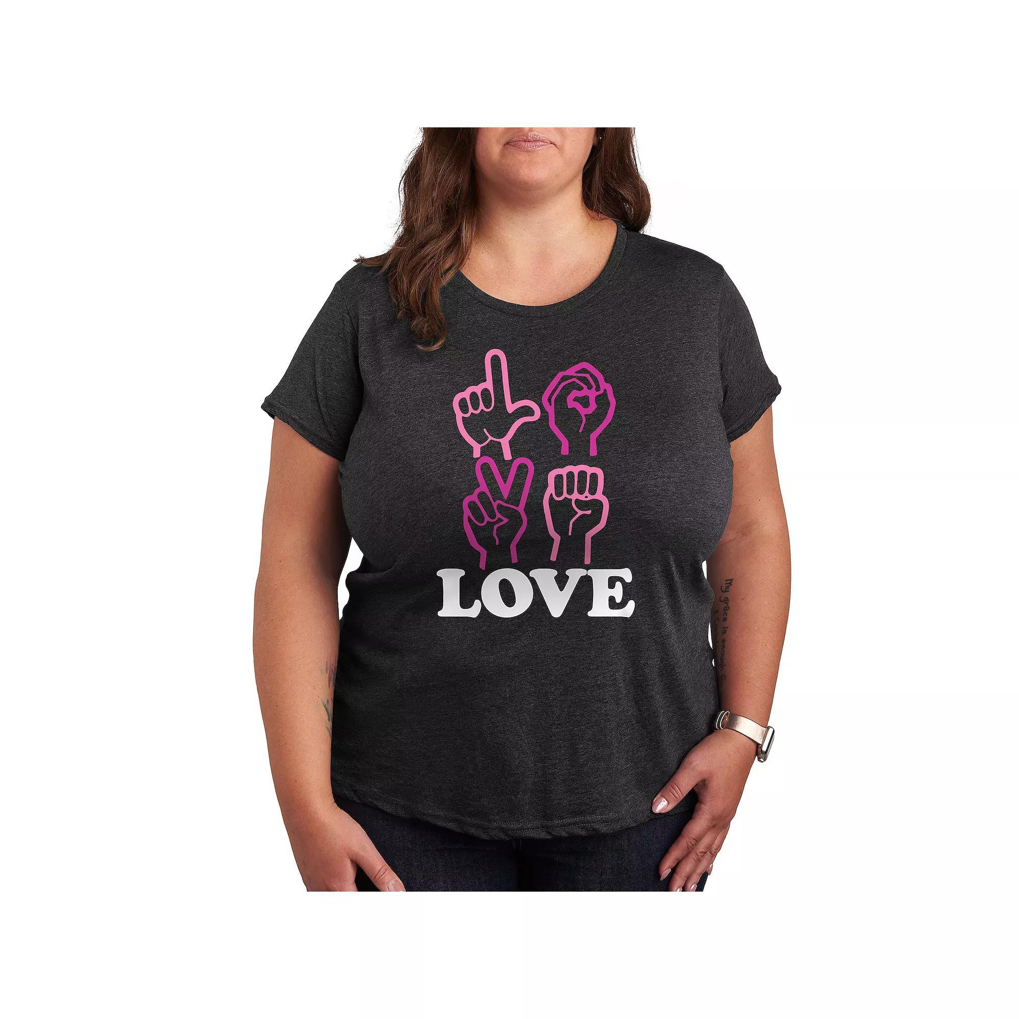 Womens Love Sign Language Graphic Tee Heather Grey Product Image