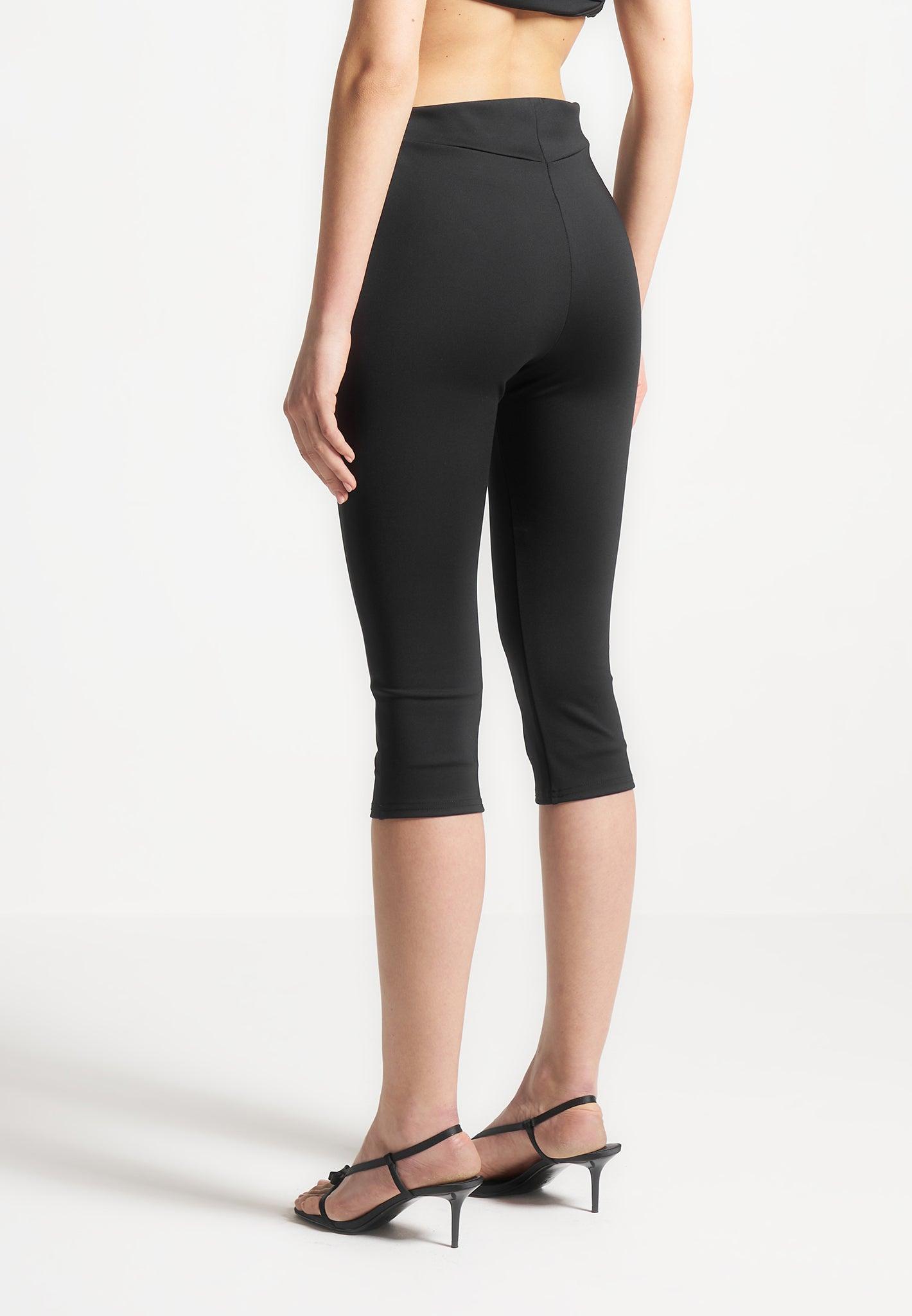 Angled Waist Capri Leggings - Black Female Product Image