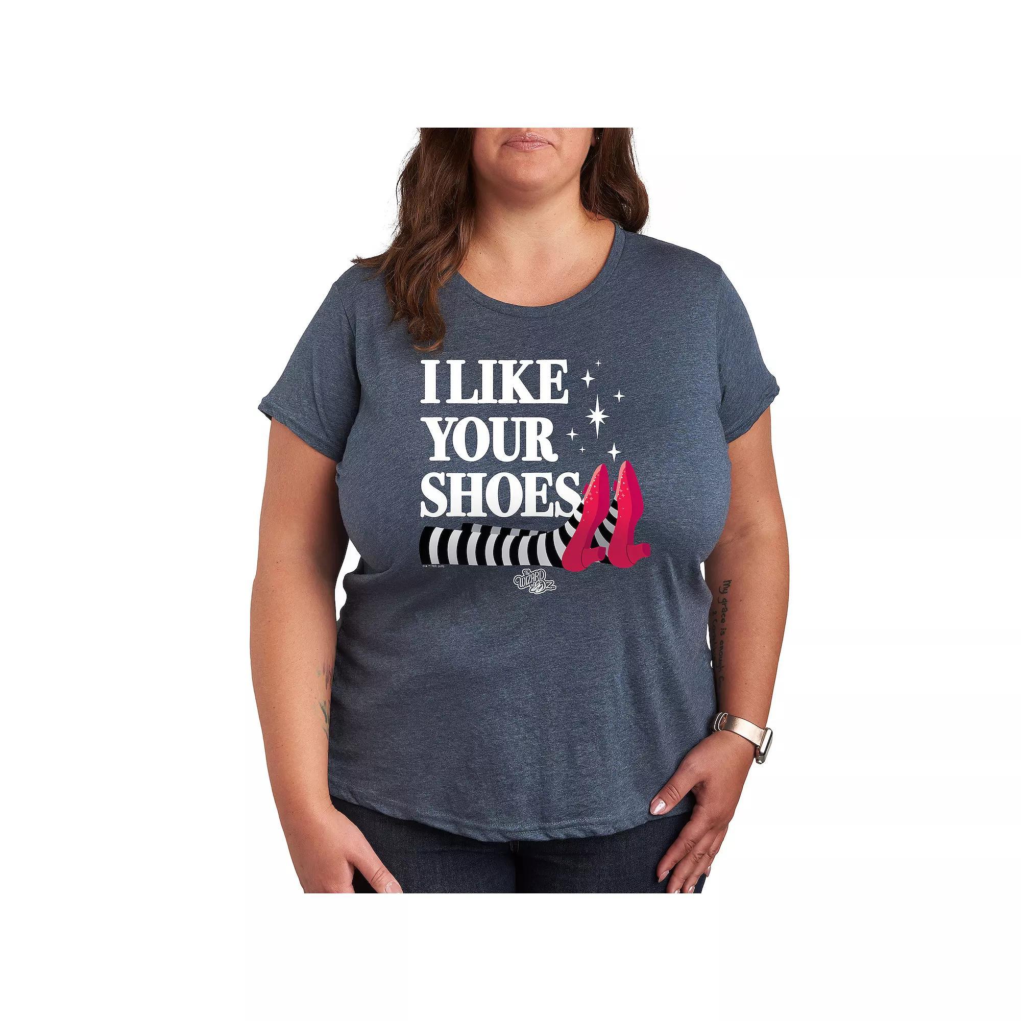 Plus The Wizard Of Oz Like Your Shoes Graphic Tee, Womens Grey Royal Blue Product Image