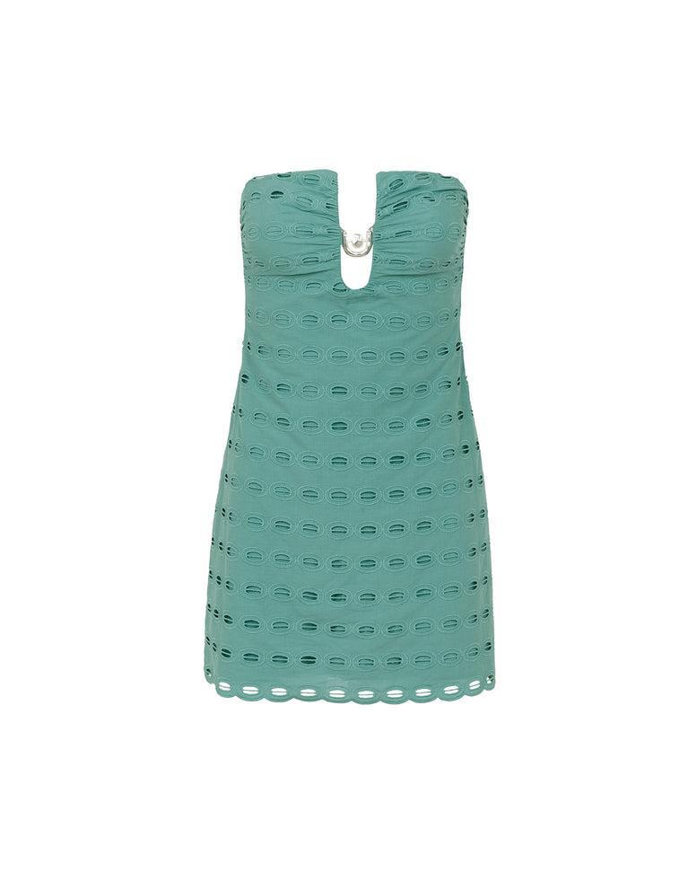 Eyelet Dora Mini Dress - Seaglass Product Image