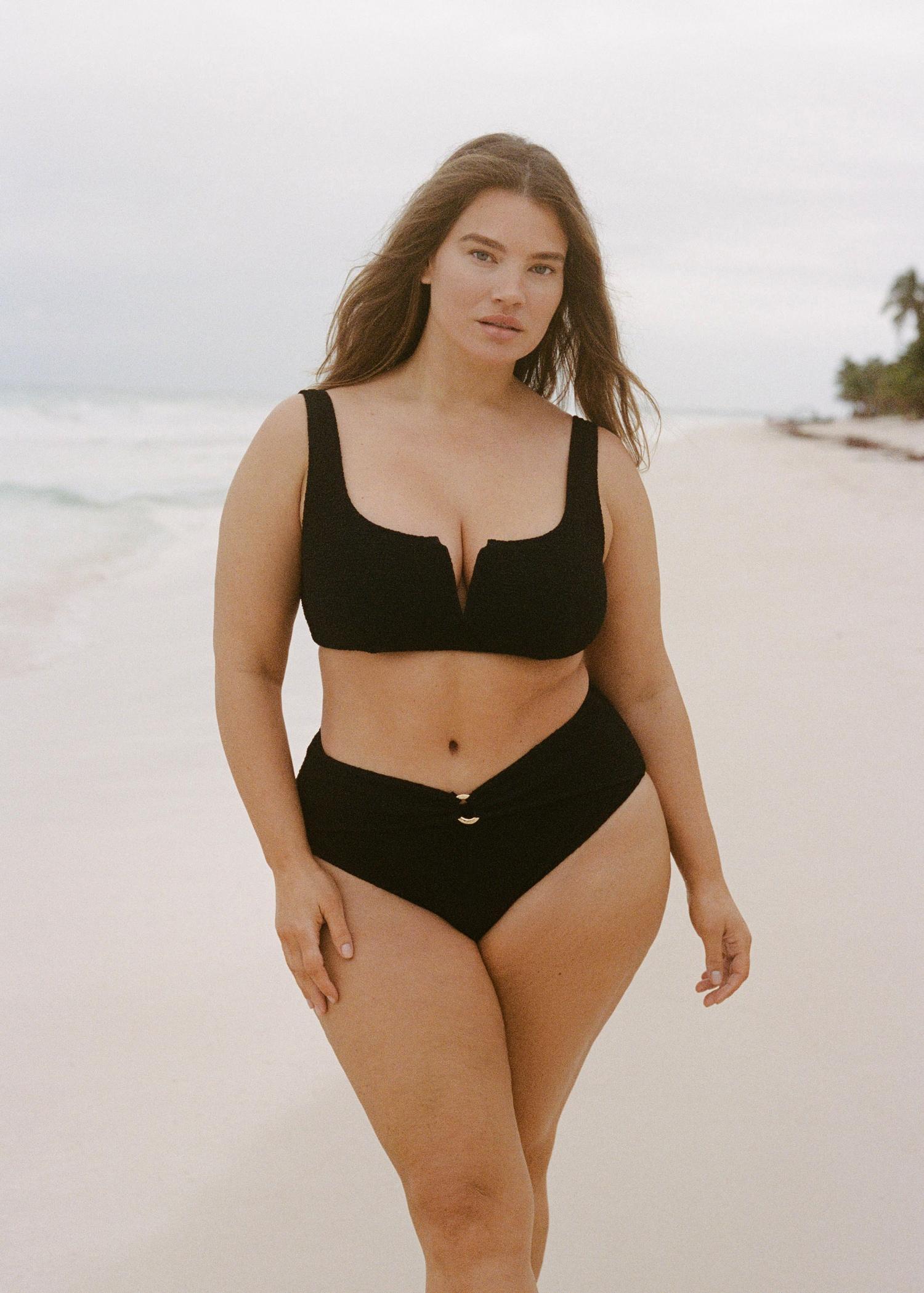 Towel-effect bikini top - Women | MANGO USA Product Image