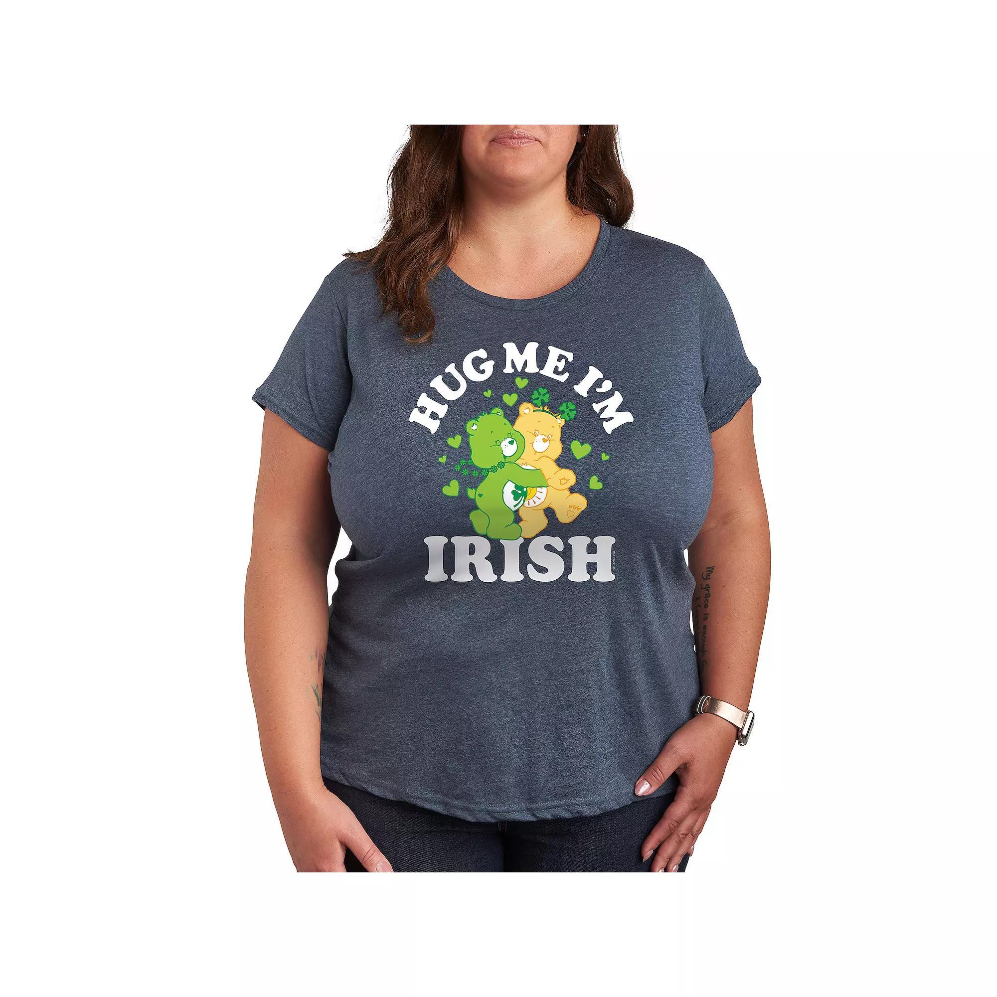 Plus Care Bears Hug Me Im Irish Graphic Tee, Womens Grey Green Product Image