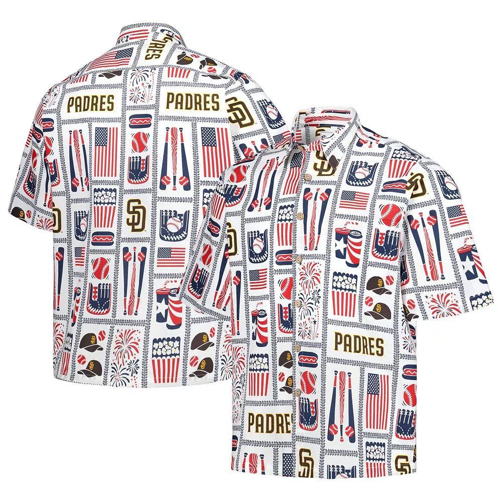 Men's Reyn Spooner White San Diego Padres Americana Button-Up Shirt, Size: Large Product Image