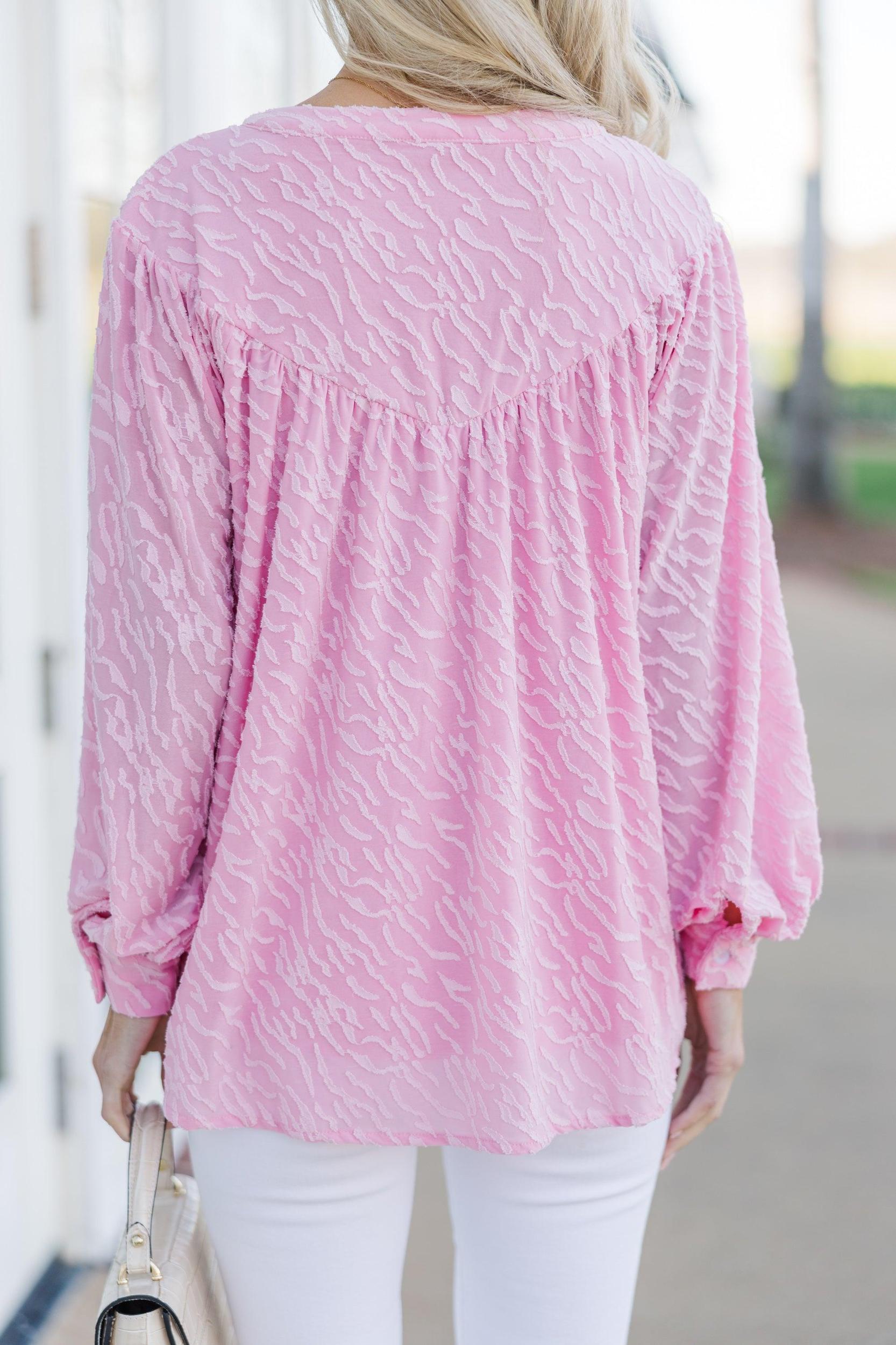 Can't Stop Dreaming Pink Textured Tunic Female Product Image