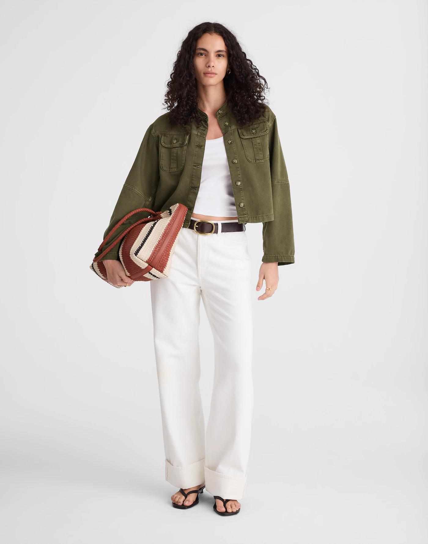 Garment-Dyed Cocoon-Sleeve Lady Jacket Product Image
