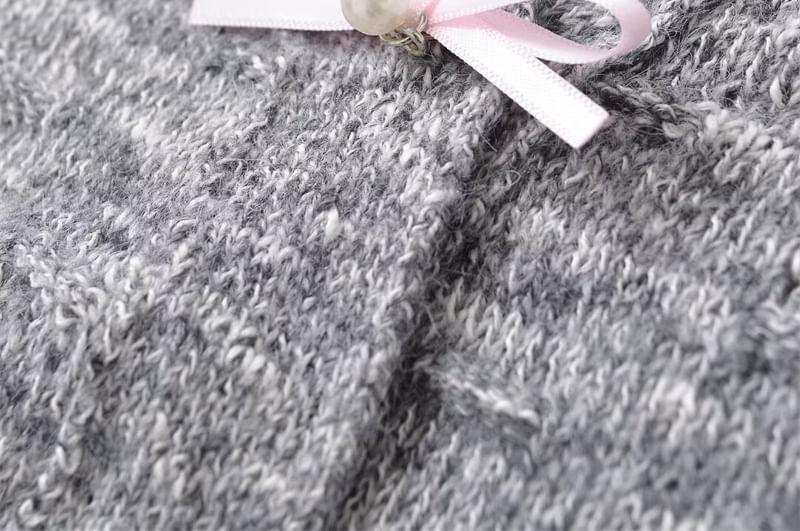 Notch Neck Plain Bow Cardigan Product Image